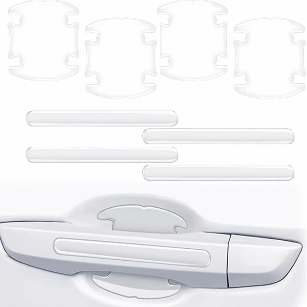 8 Pcs Set Pellicola Protettiva per Maniglia Portiera Auto, Pellicola Protettiva AntiGraffio, per Maniglie di Incassate, Trasparente Adesivi Auto Esterni, Universale per Veicoli