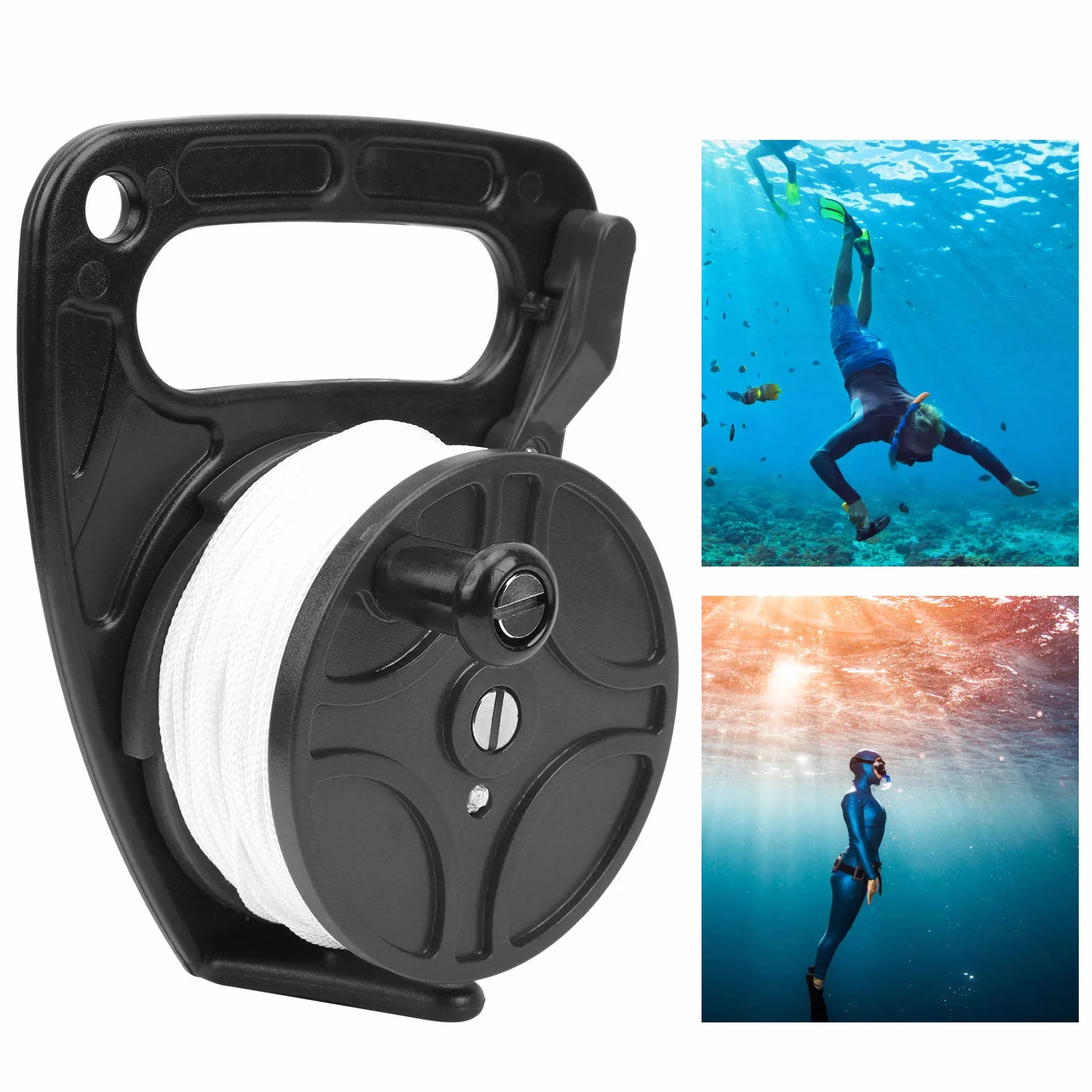 Alomejor Mulinello Subacqueo Portatile 88 Metri Bobina da Immersione Compatta per Kayak Ancoraggio
