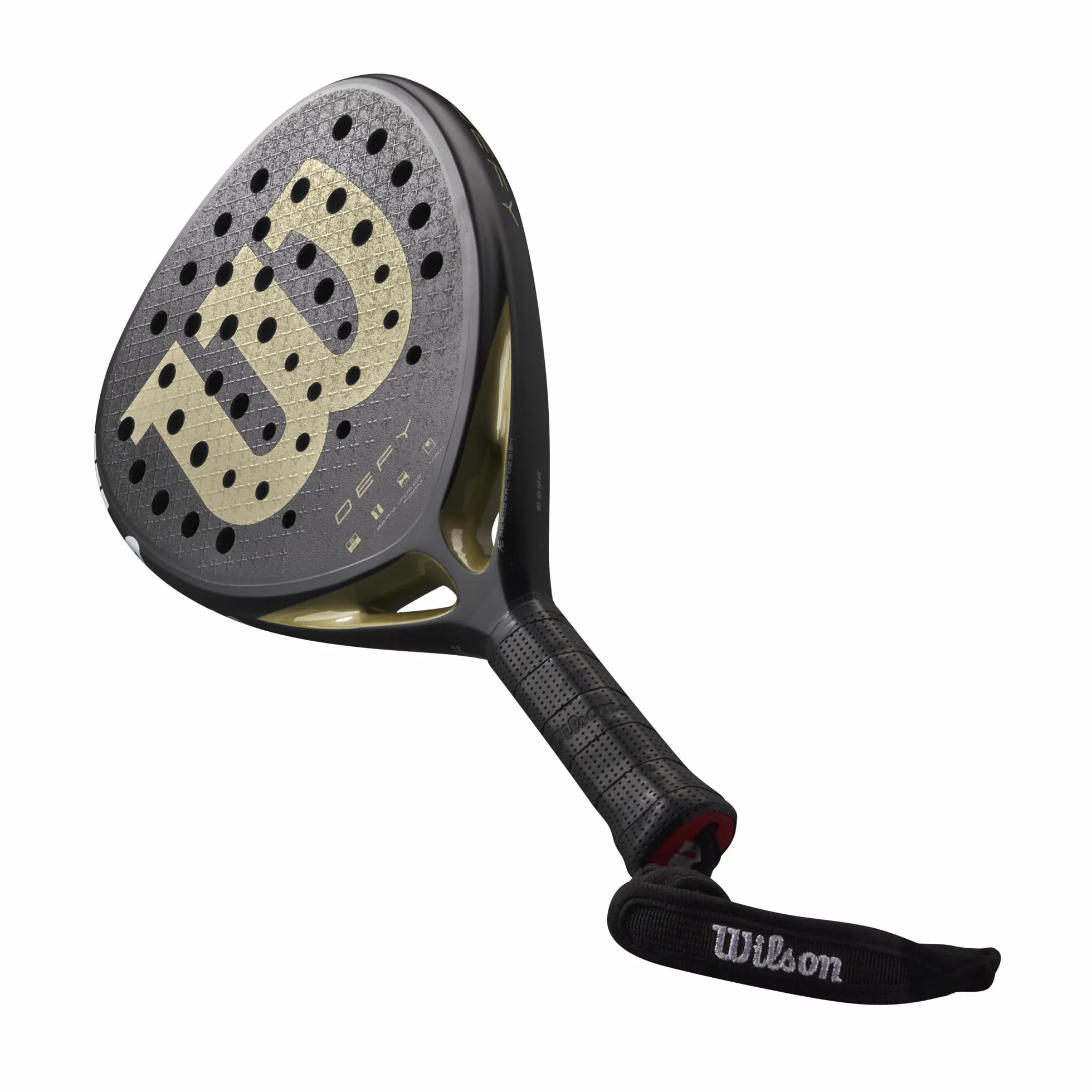 Wilson Racchetta da Padel Defy V1, Telaio Leggero, Design Aerodinamico, Nero/Oro, Misura 2