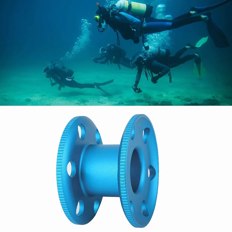 Bobina immersione lega alluminio resistente mulinello subacqueo leggero per immersioni grotta tecniche bobina vuota ampio foro centrale Blu