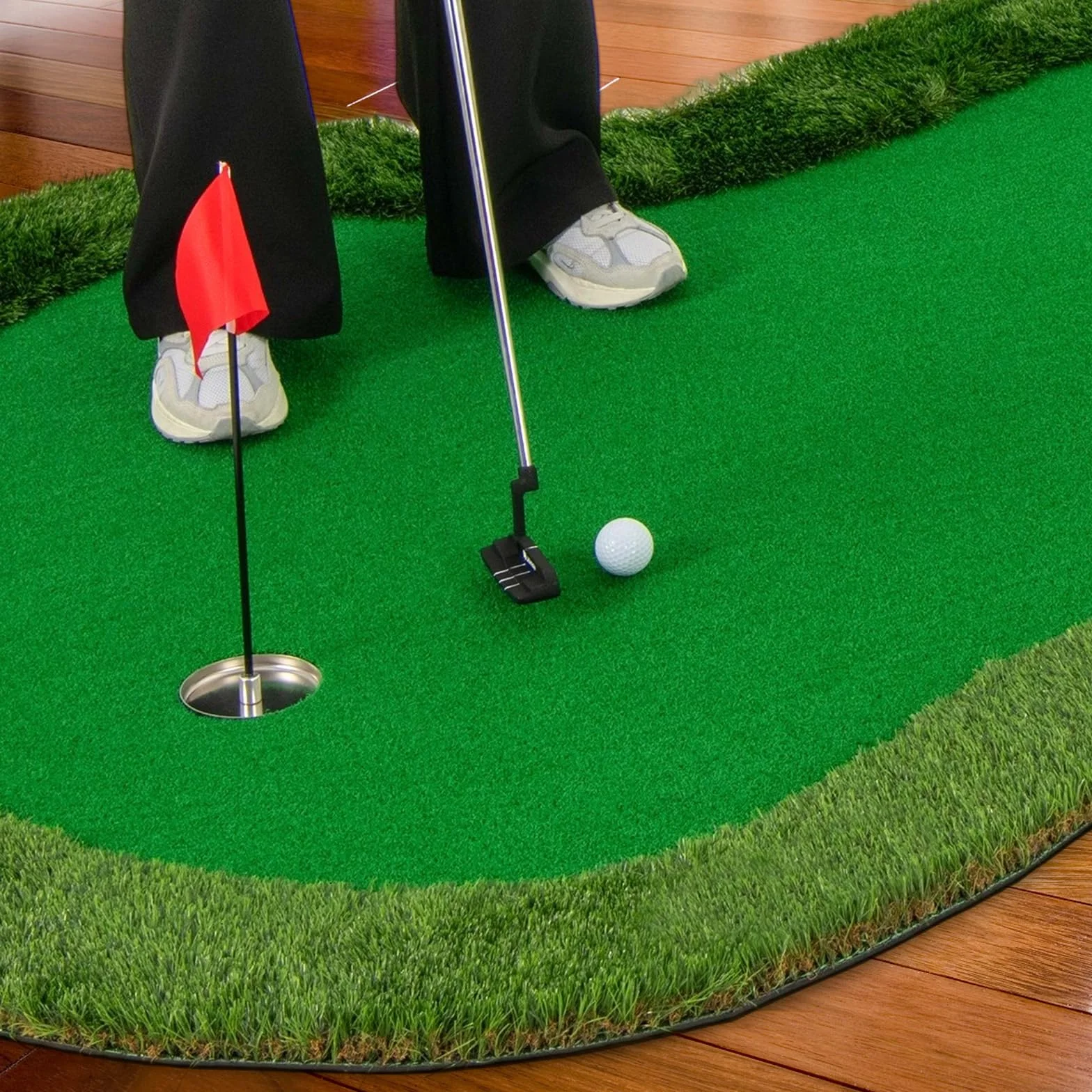 COSTWAY Putting Green Tappetino da Golf 300x150 cm 3 Buchi con Palline