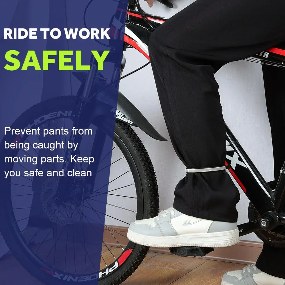 Flintronic 4 Pezzi Clip per Pantaloni da Bicicletta Riflettenti, Fasce di Sicurezza per Caviglie