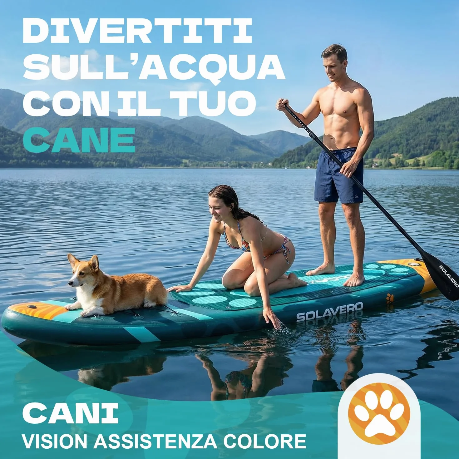 SOLAVERO Tavola da Sup Gonfiabile 323x83x15 cm Antiscivolo EVA Pagaia Regolabile 3 Pinne Fino a 200kg