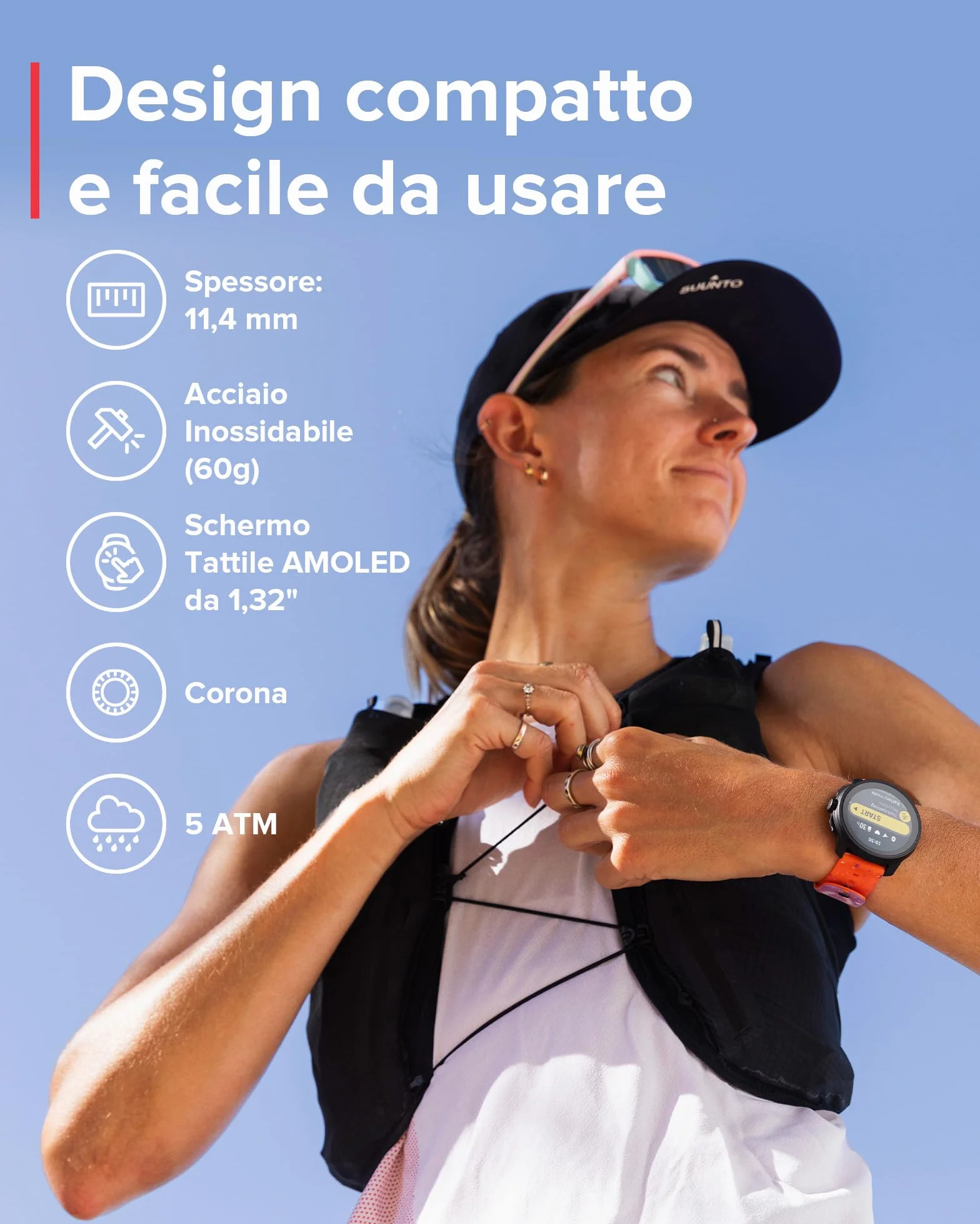 SUUNTO Race S Orologio Sportivo Donne Uomo, GPS Running Activity Tracker, Bi-Band GNSS, Offline Map, AMOLED Touch Schermo, Smartwatch Cardiofrequenzimetro Altimetro, 95+ Sports, Autonomia 13 Giorni