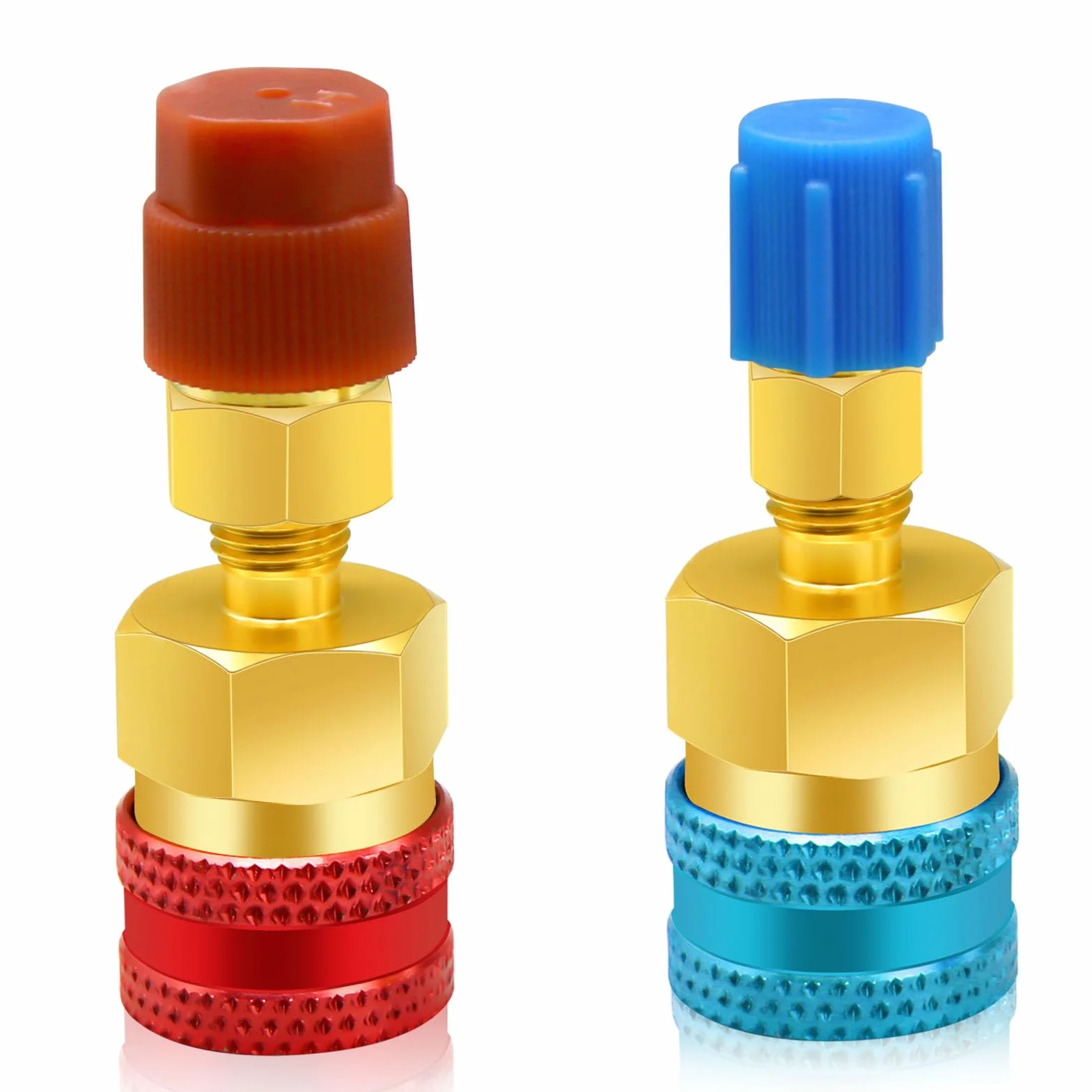 Adattatori R1234yf a R134a, kit attacchi rapidi Kit ricarica refrigerante R1234yf, lato alto/basso Adattatori R134a a R1234yf per R1234yf/R134a Car AC Sistema refrigerante Evacuazione Ricarica