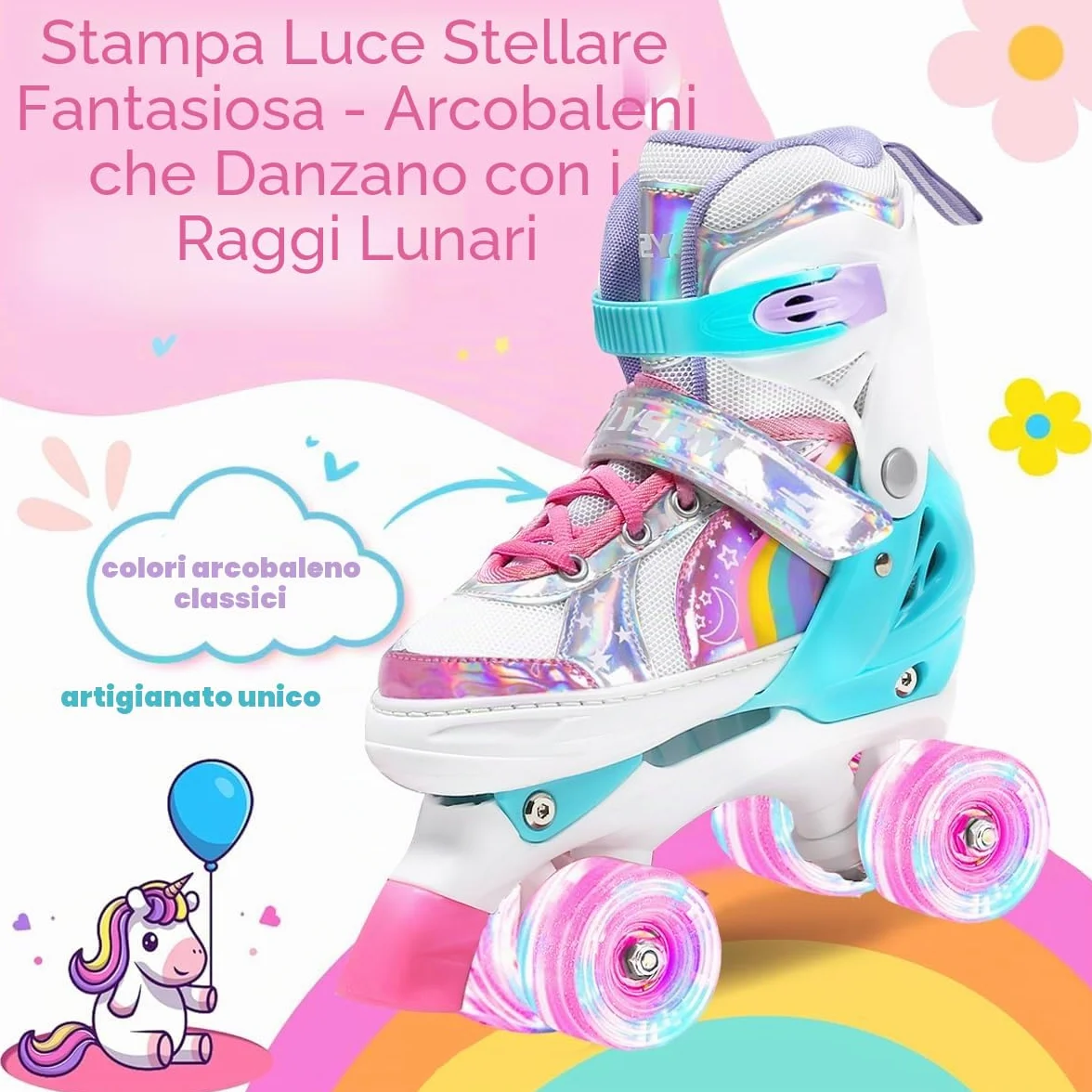 Pattini a rotelle Pattini bambina Regolabili Pattini a 4 Ruote,patini bambini 4 ruote luminosi per ragazze e ragazzi