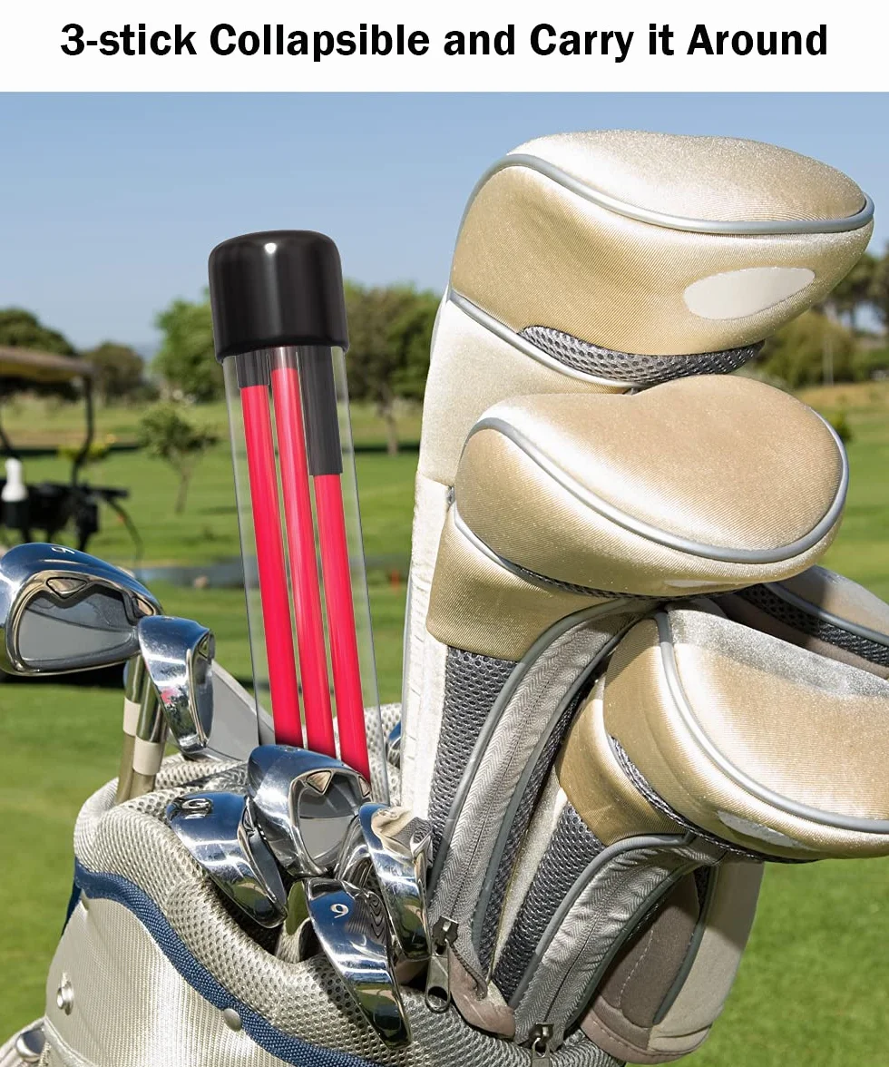 Rhino Valley Bastone Indicatore Golf, Bastoni per Pratica a Tre-Pieghe, Attrezzatura da Allenamento Portatile