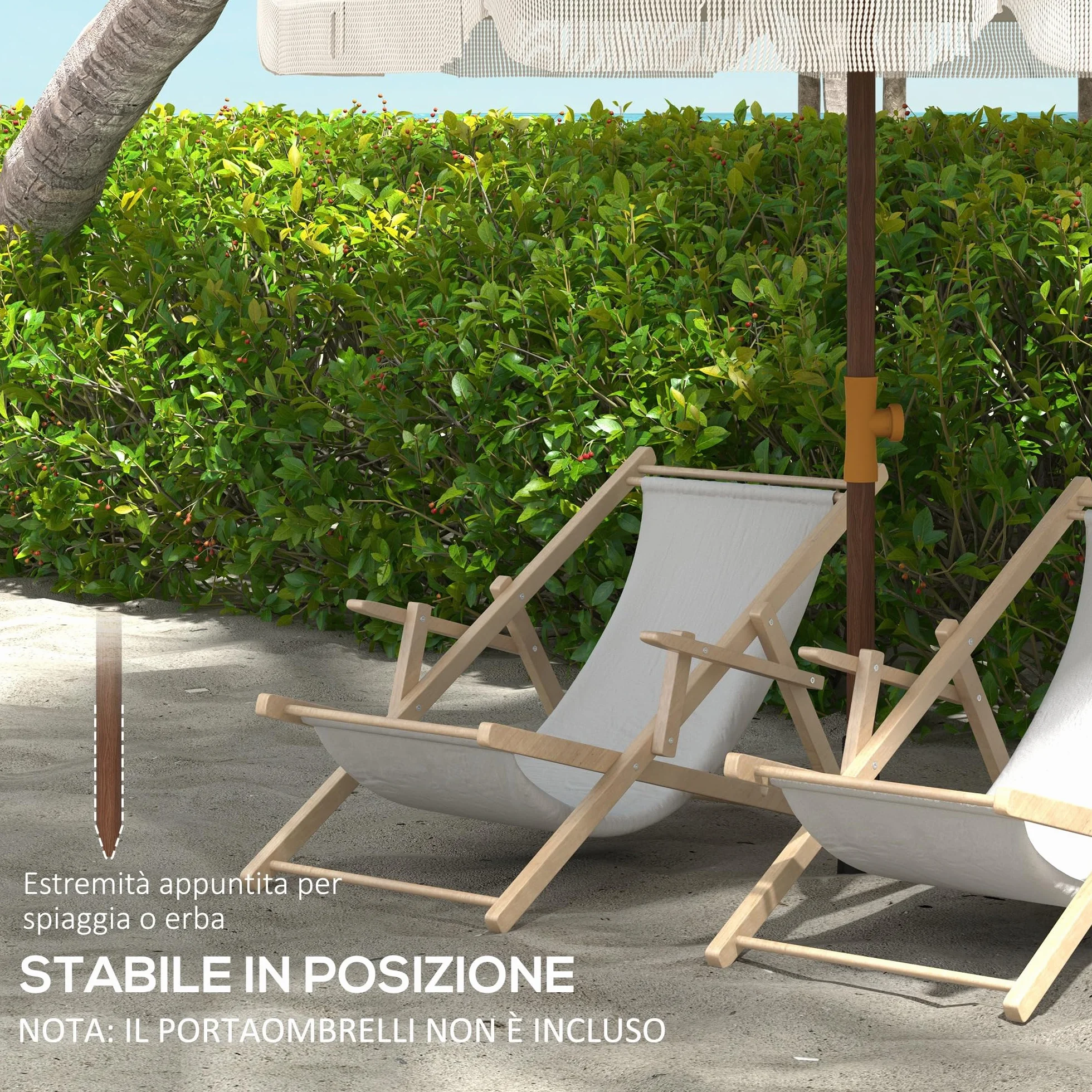 Outsunny Ombrellone da Spiaggia Ø1.9x2.1 m con Borsa di Trasporto, Ombrellone da Mare con 8 Stecche in Metallo e Poliestere 120g/㎡, Protezione UV40+