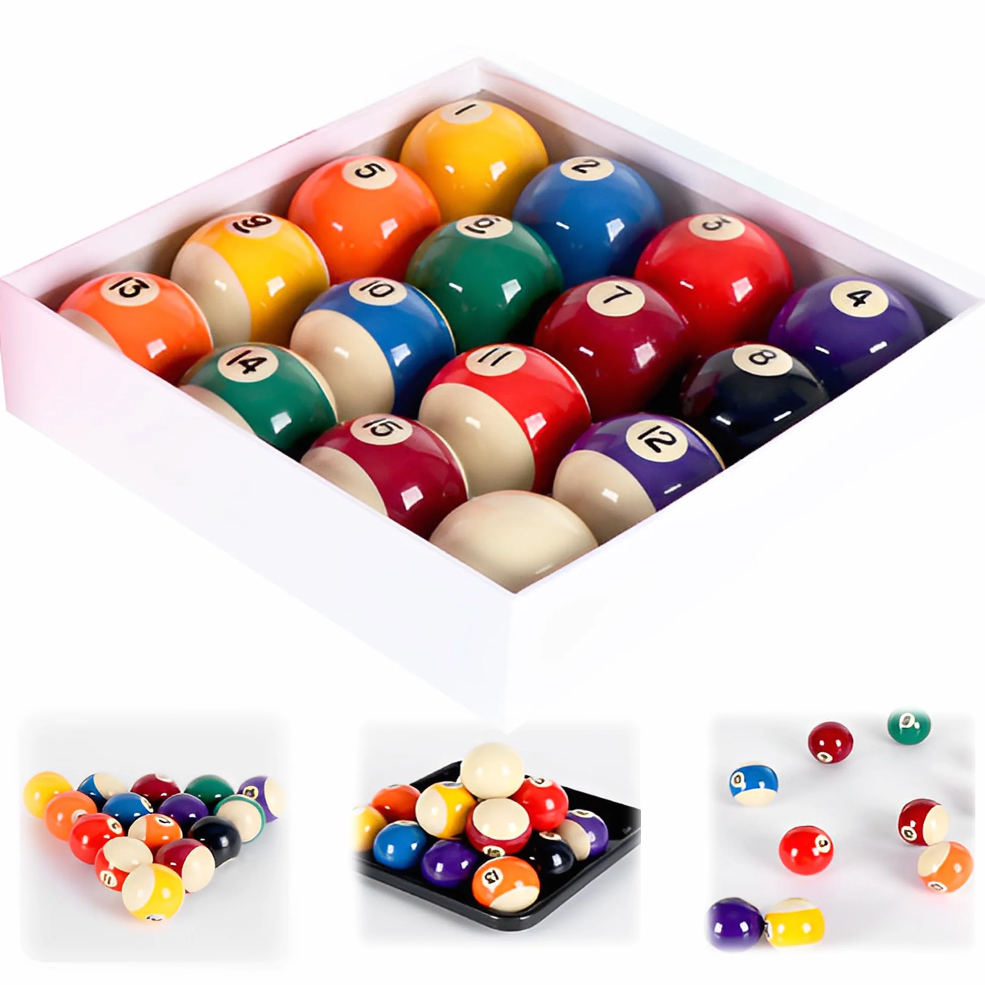 Palle Da Biliardo In Resina 57.2mm Multicolore Americane Pois e Strisce