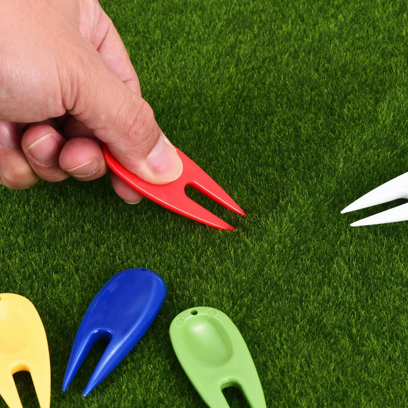 PATIKIL Strumento per Riparazione Divot da Golf, 10 Pezzi, Plastica, 5 Colori
