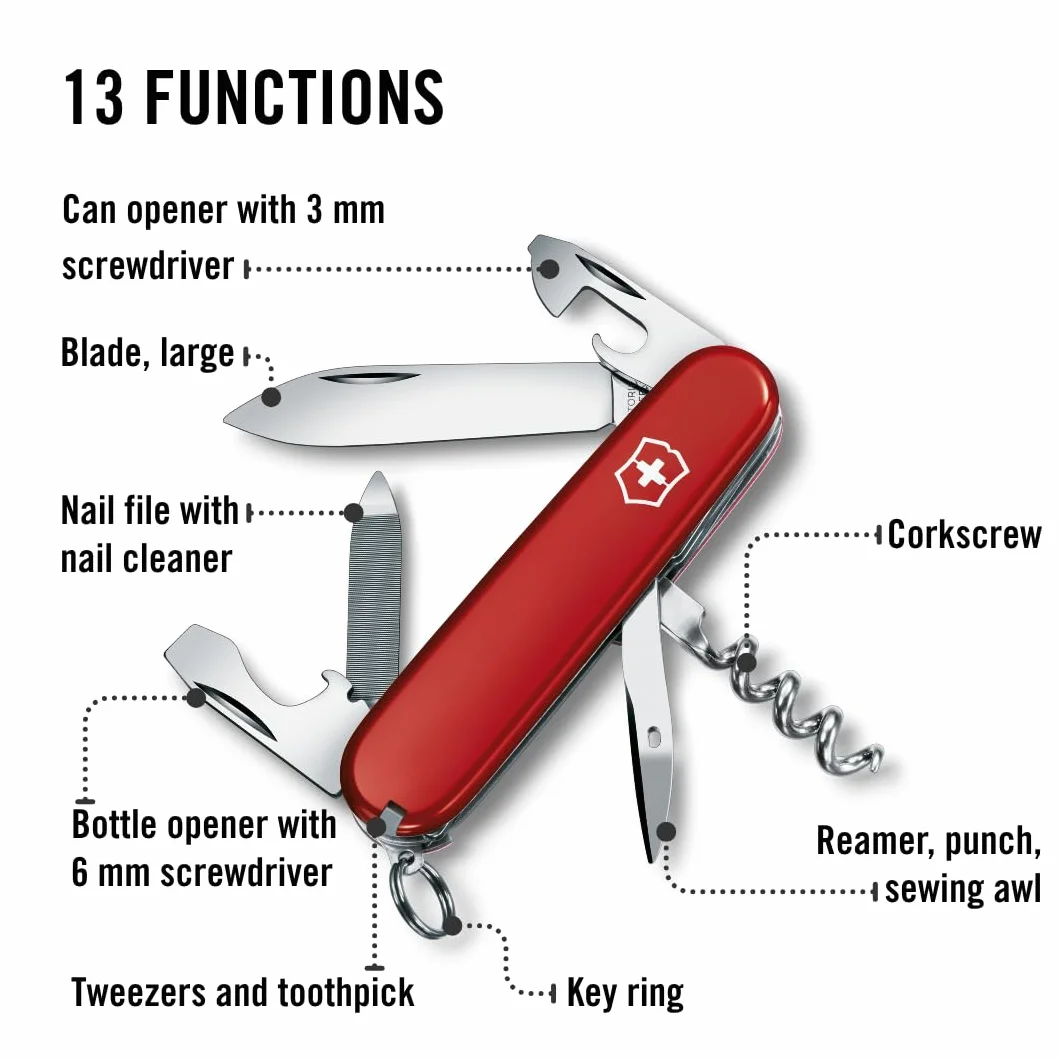 Victorinox Sportsman Coltello tascabile 13 funzioni lama cavatappi lima per unghie