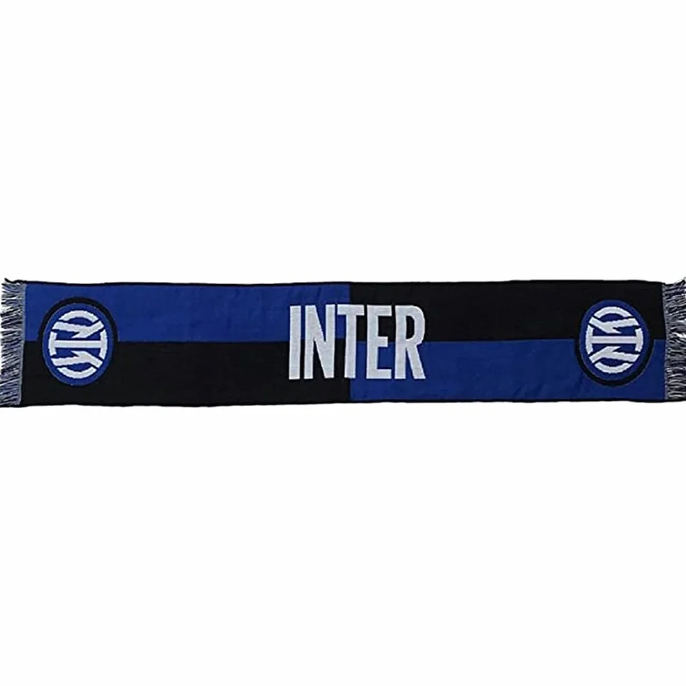 Sciarpa Ufficiale Inter Modello 2021 Nero Azzurro Acrilico Jacquarde Bicolore