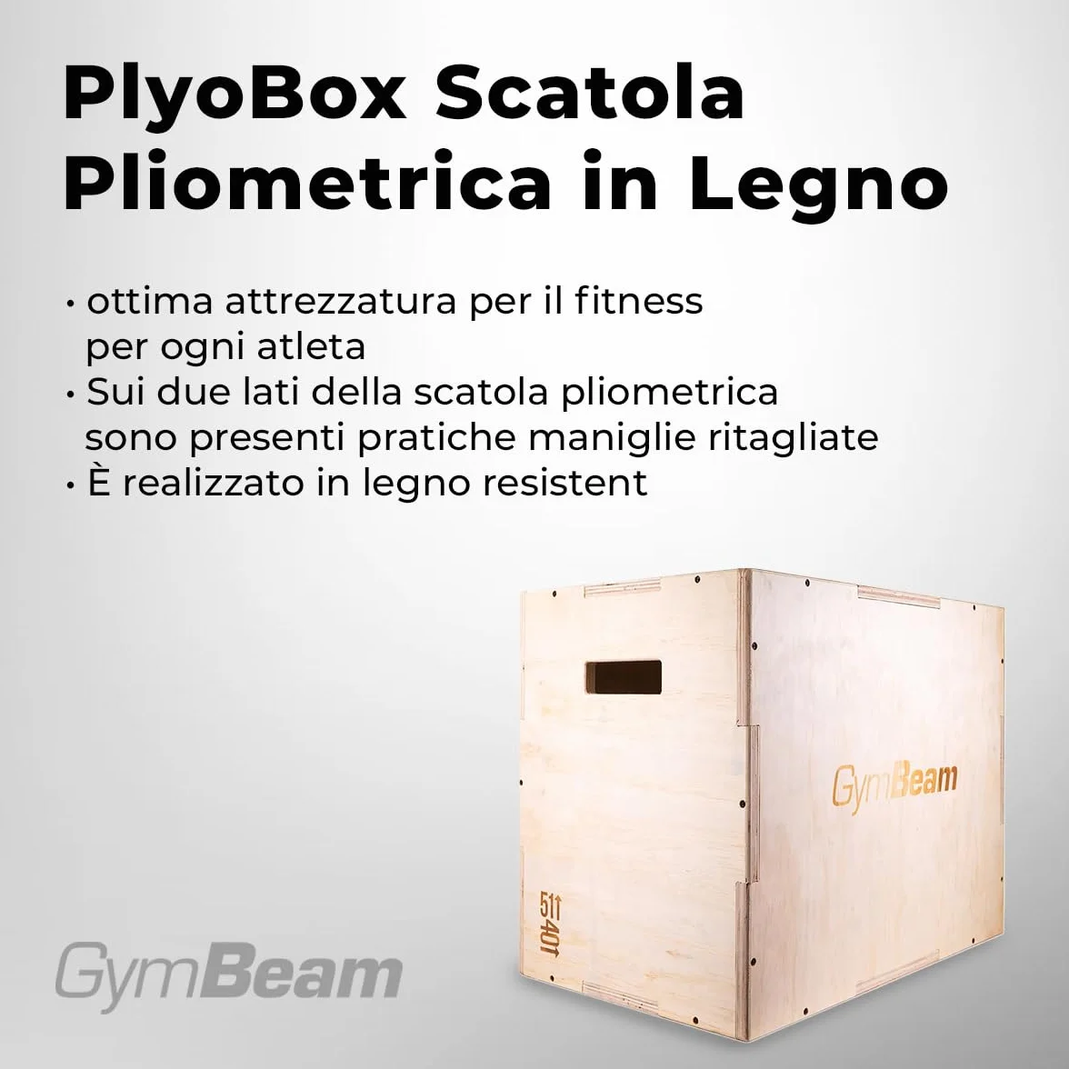 GymBeam Plyo Box 40 x 51 x 61 cm, Scatola Pliometrica in Legno per Palestra