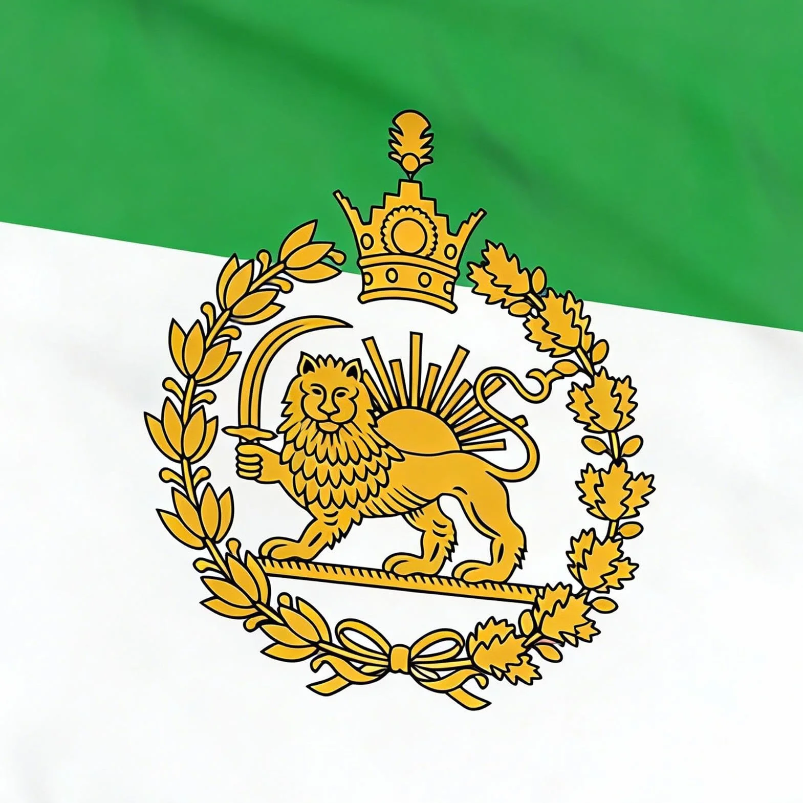 Bandiera Iran 90x150cm Poliestere, Bandiera Persiana Storica, Leone e Sole, 2 Pezzi