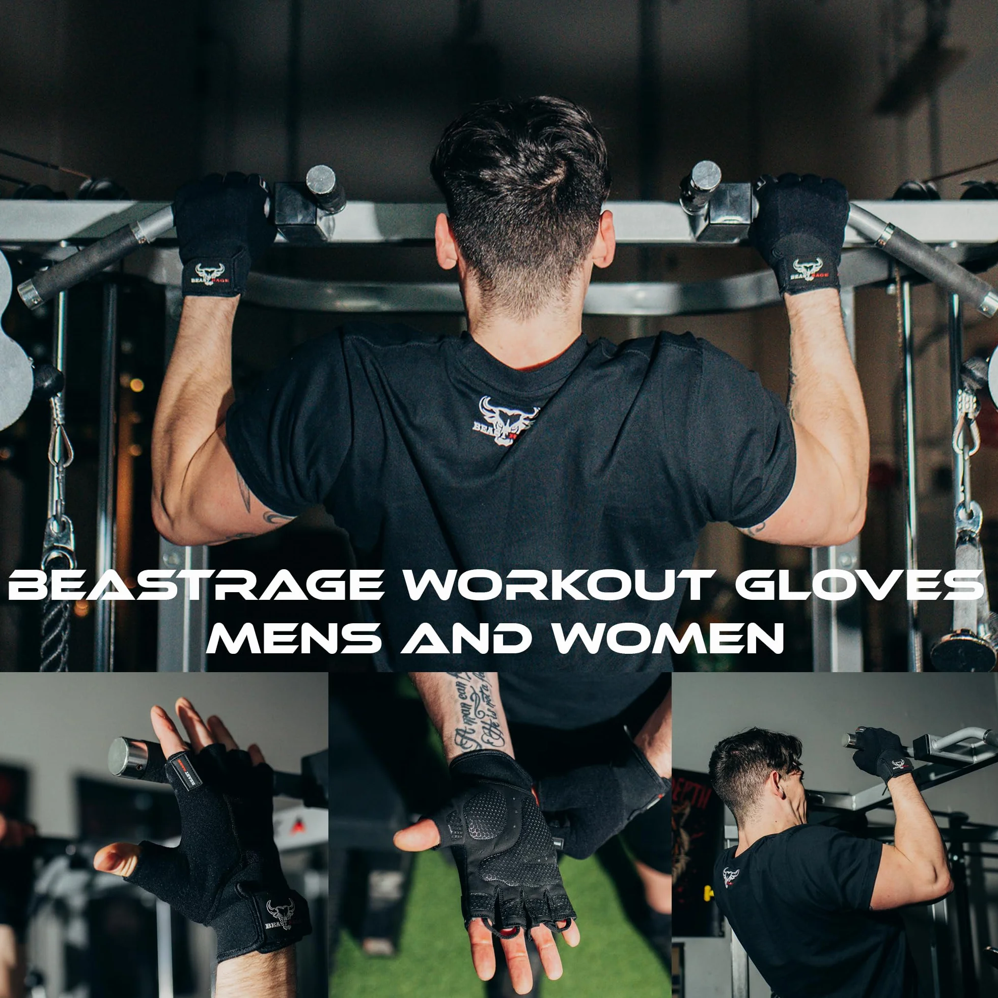 BEAST RAGE Guanti Palestra Sollevamento Pesi Ciclismo Guanto Training Traspiranti Aderenti Uomo Donna