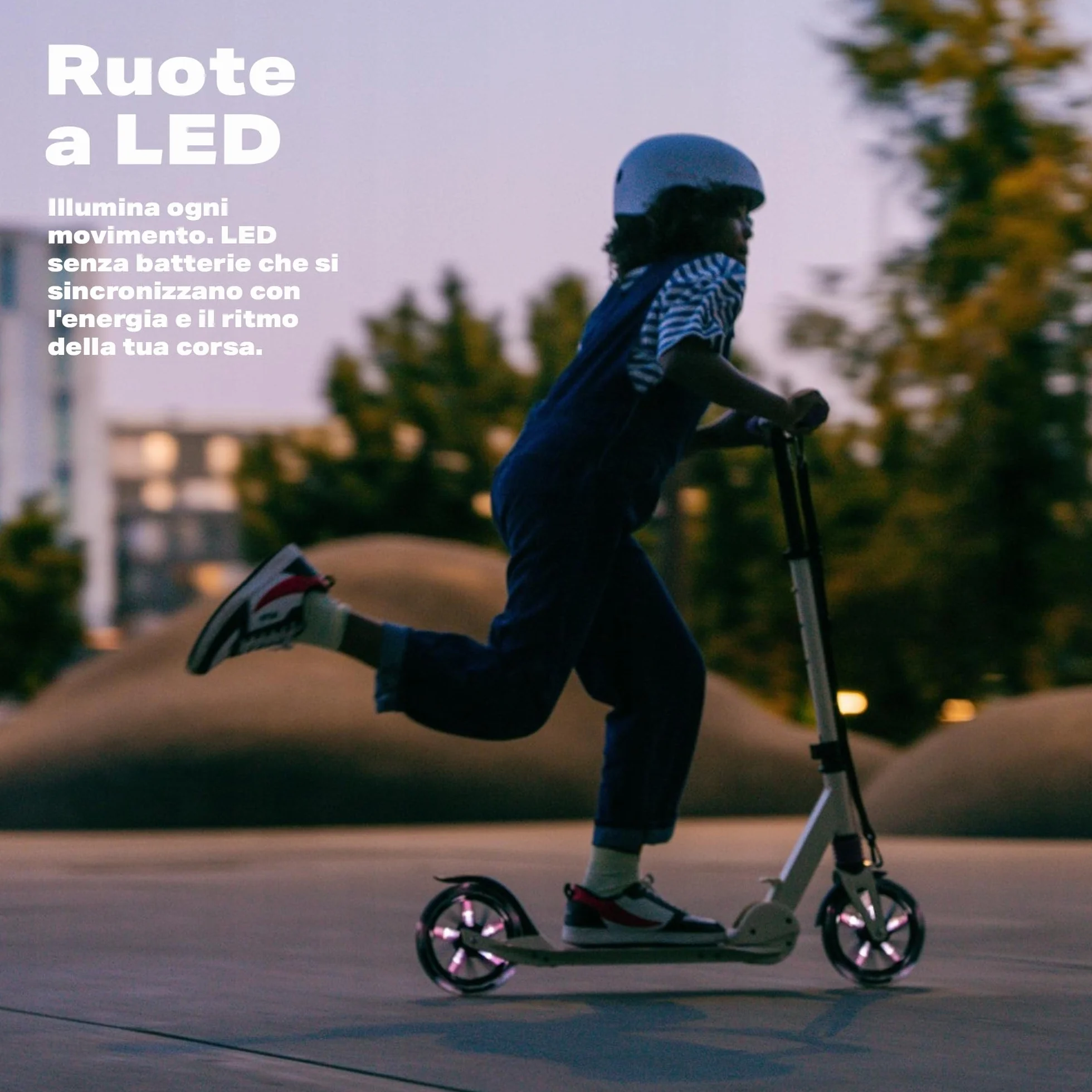 Movino Monopattino Urbano Pieghevole Scooter Ruote LED 180 mm Manubrio Regolabile 100 kg City Light