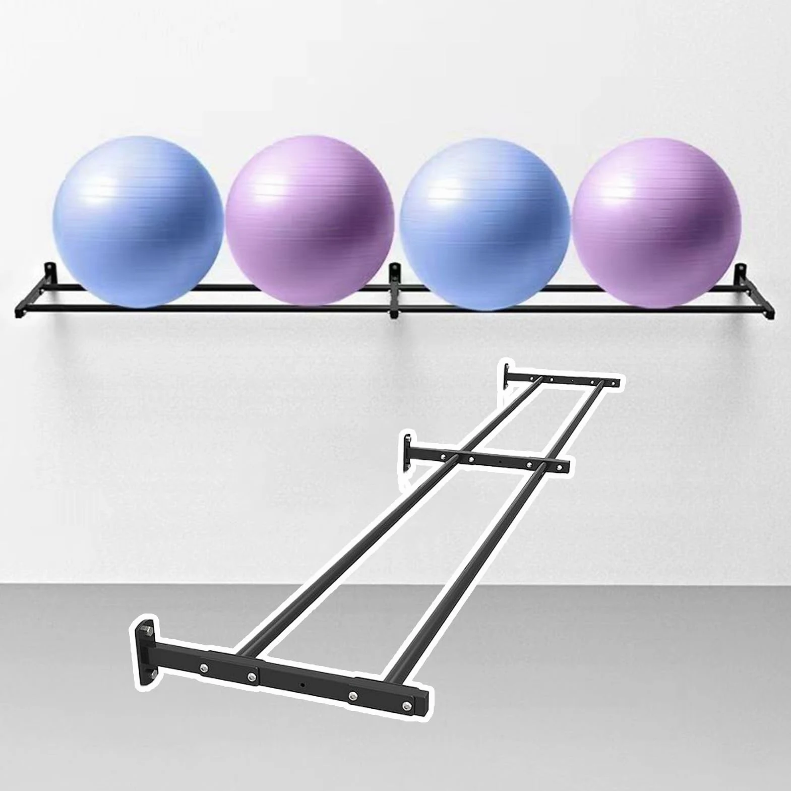 Porta Tappetino Yoga Supporto a Parete per Supporto per Palla Yoga con Stabilità Regolabile, Il Supporto per Esercizi in Metallo Può Contenere Palline di Diverse Dimensioni, Deposito di Palline da Yog
