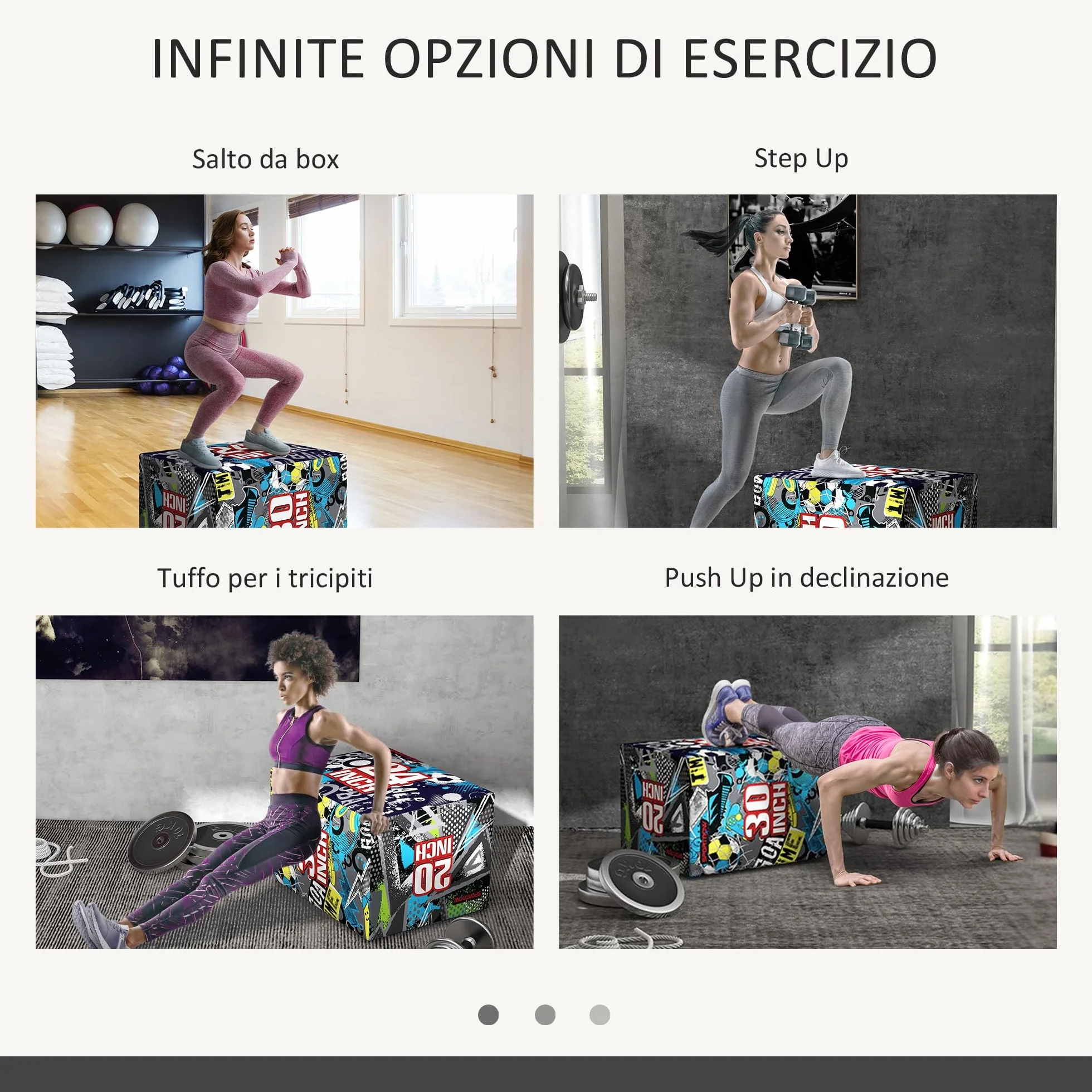 SPORTNOW 3 in 1 Plyo Box, Piattaforma Pliometrica per Allenamento Salti