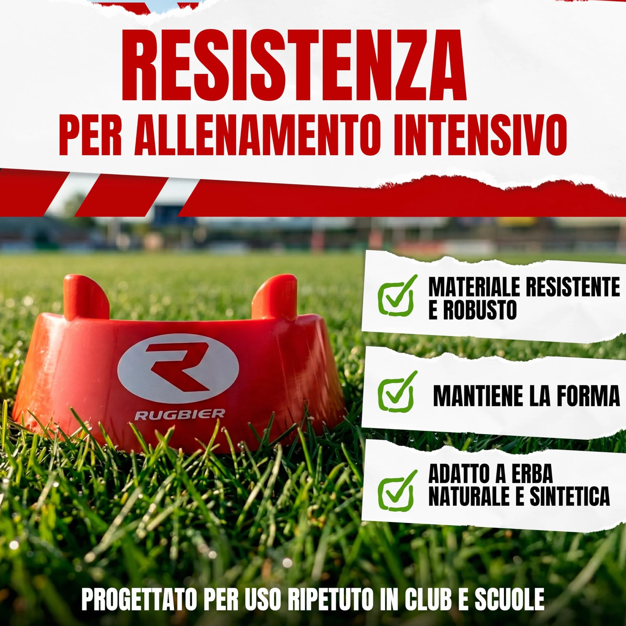 Tee da Rugby Professionale Standard Rosso – Supporto per Calci e Allenamento
