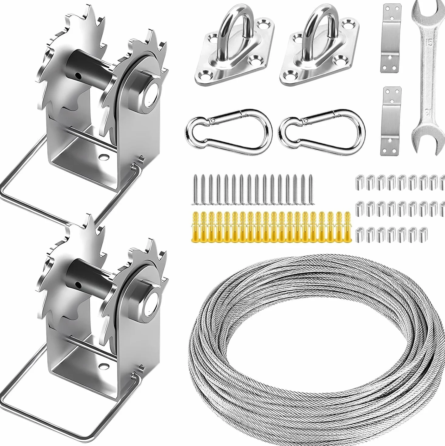 Kit hardware vela ombreggiante in acciaio inossidabile antiruggine con argani e funi metalliche