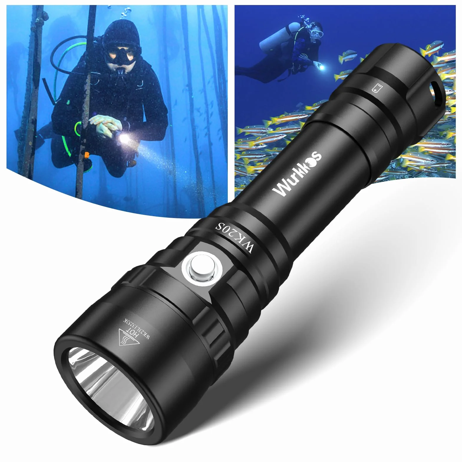 Wurkkos Torcia Subacquea 2000 Lumen Impermeabile 150m SST40 LED IPX-8 3000mAh