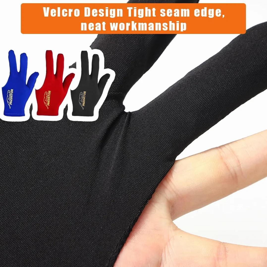 XPEX Guanti Biliardo 3 Finger Professionale Snooker Nero