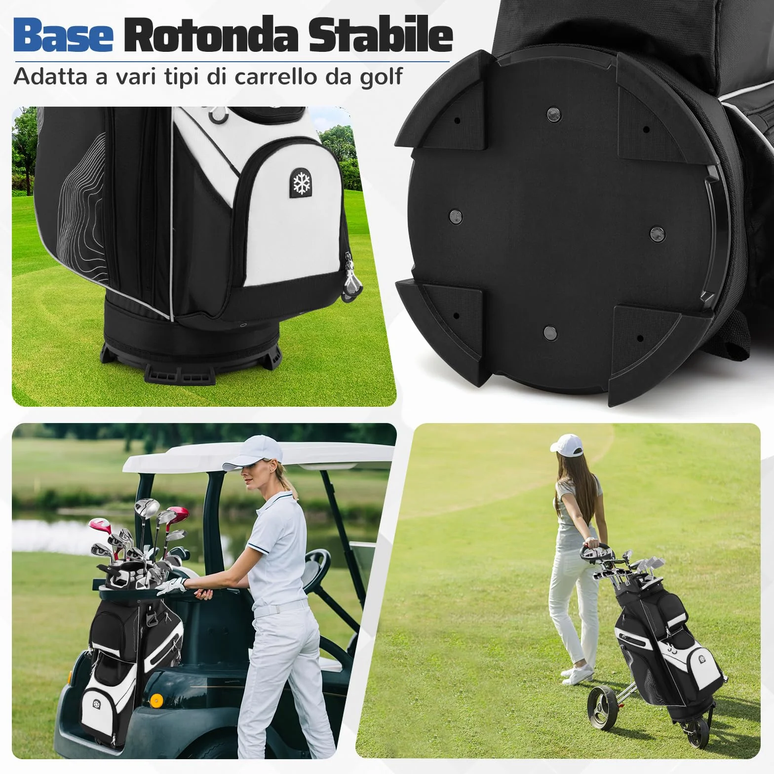 COSTWAY Borsa Carrello da Golf 14 Vie 11 Tasche Sacca Isolante Tracolla Imbottita Cappuccio Antipioggia