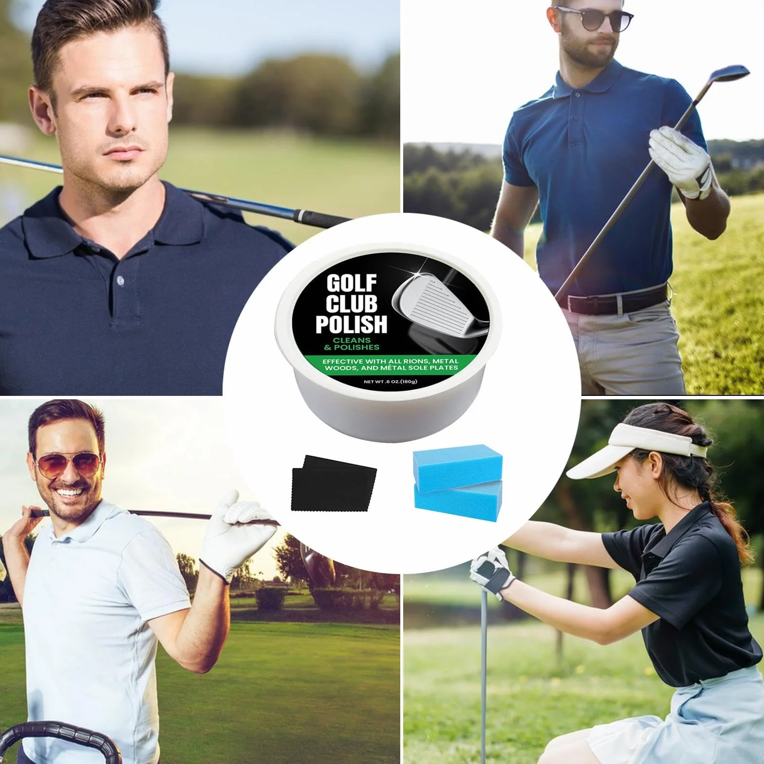 Pasta lucidante per mazze da golf, rimozione graffi inodore, kit per ferri da golf