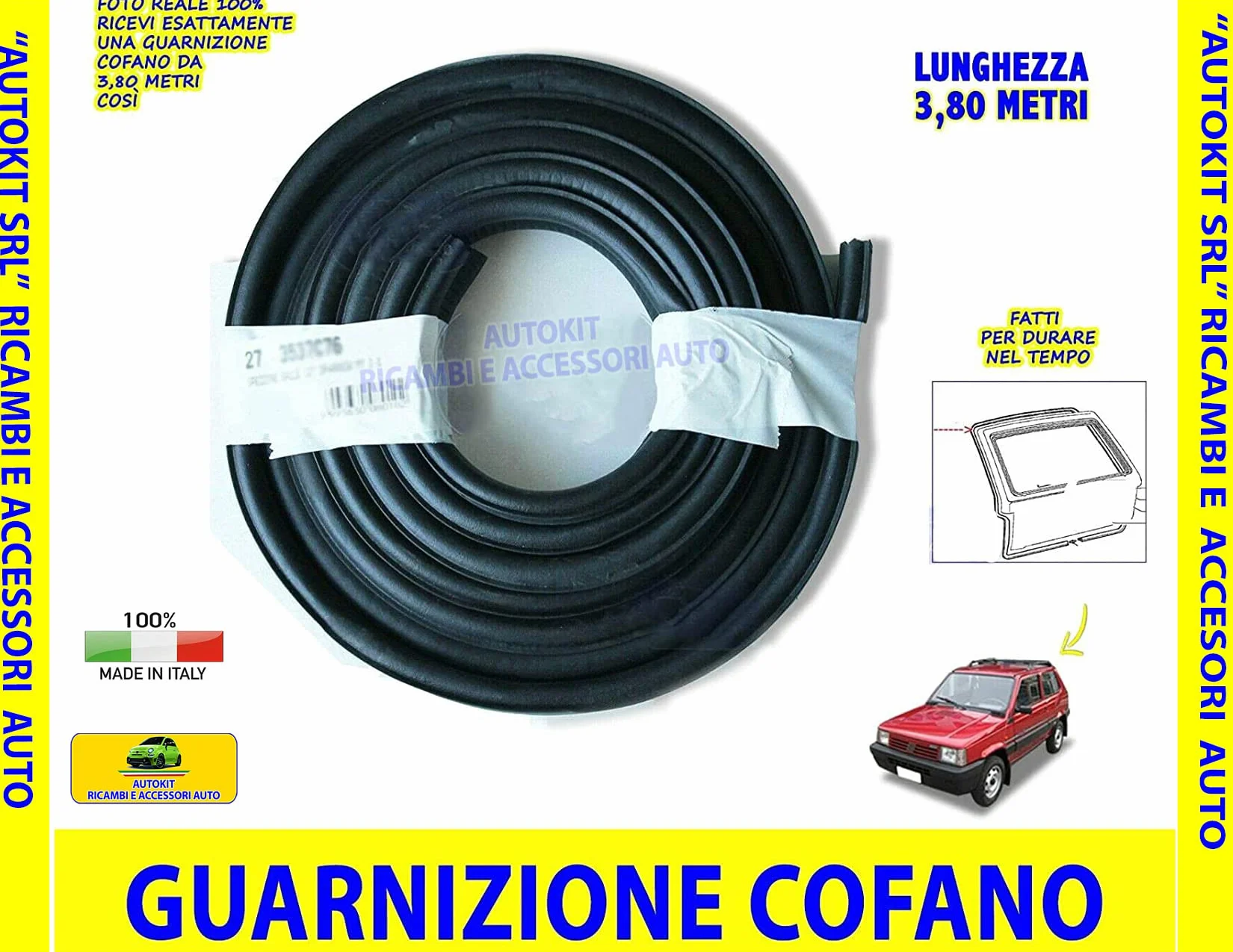 Guarnizione Cofano Baule Posteriore Specifica per tutte le Panda modello 141 prodotte dal 1986 al 2003 3537C76