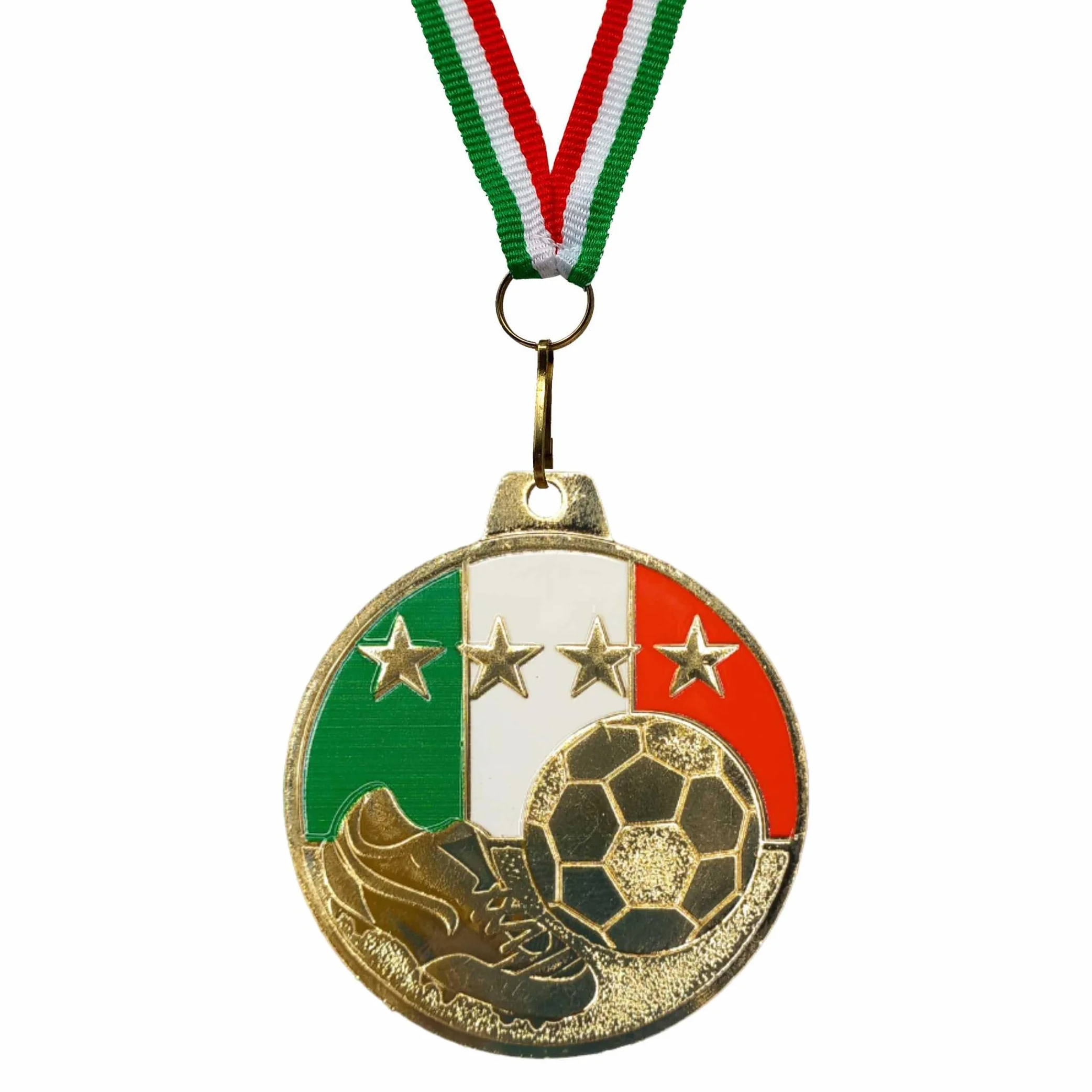 Medaglia Calcio 50 mm Premio Sportivo Personalizzabile Design Oro Nastro