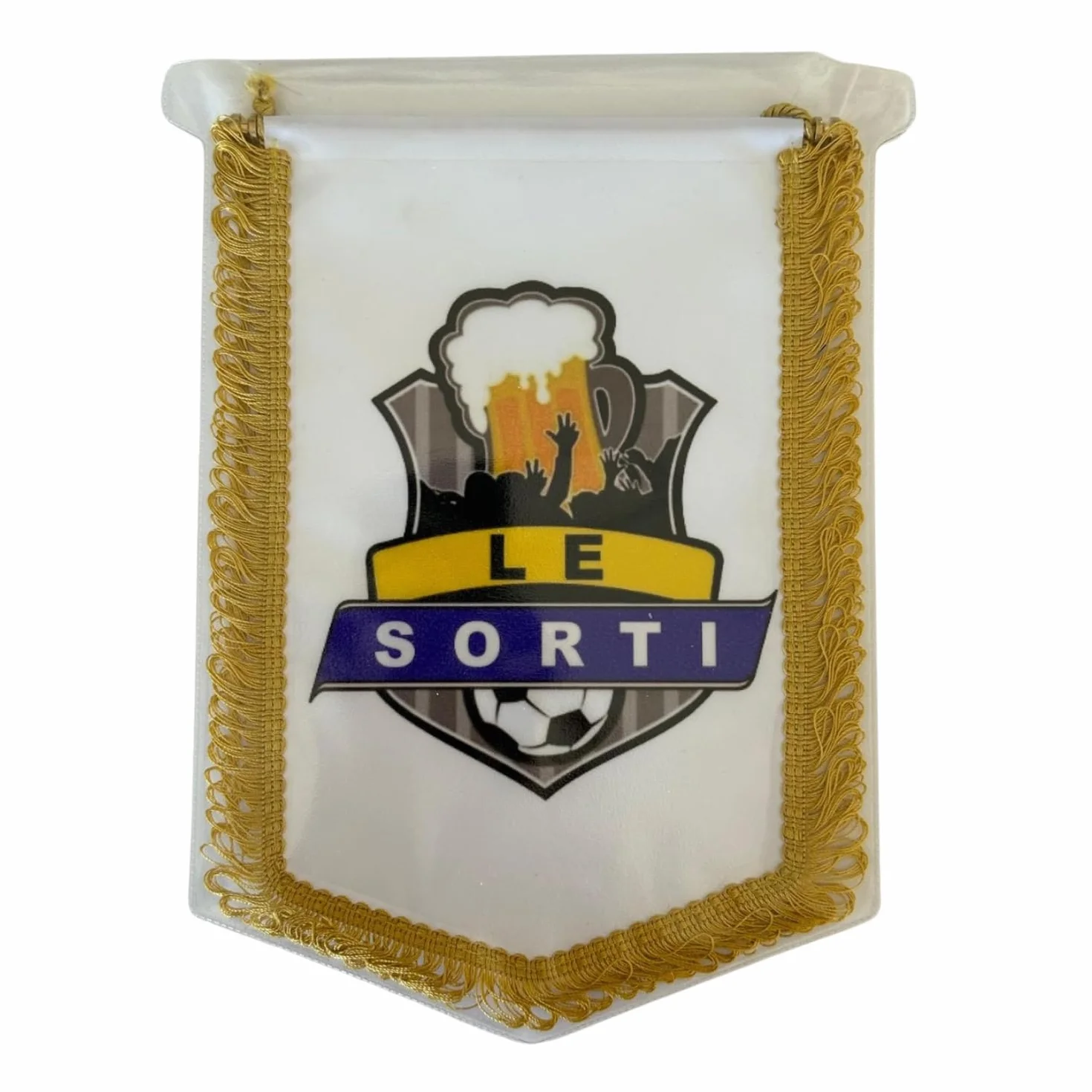 Gagliardetti Personalizzati 20x28 cm con Bordo Dorato in Raso, Cordino, Astina Rigida e Custodia