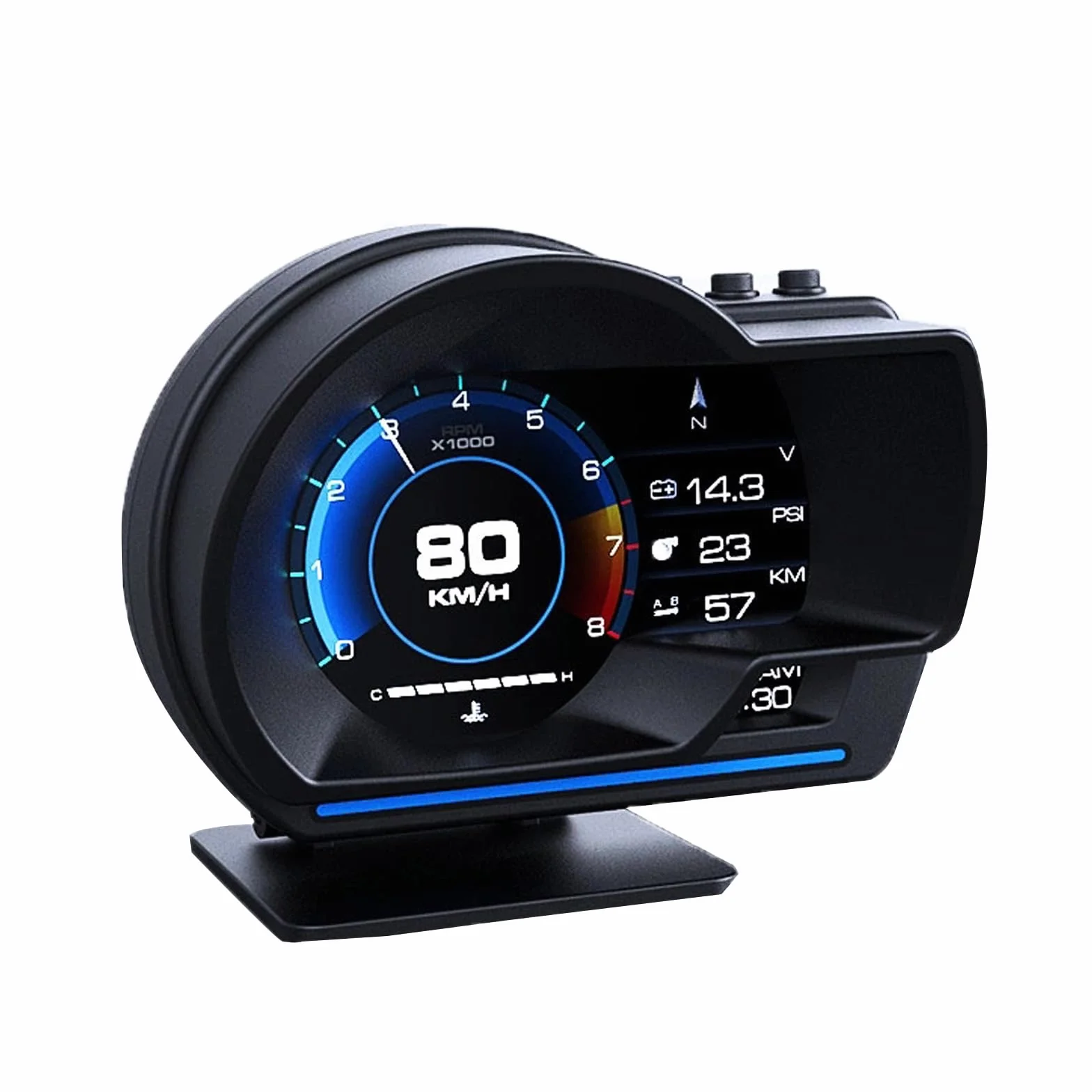 KAOLALI Head Up Display per Auto OBD GPS Tachimetro Universale HUD Indicatore Intelligente con Staffa Regolabile Luce KMH MPH per Auto Camion Camper Tachimetro Guida sicura