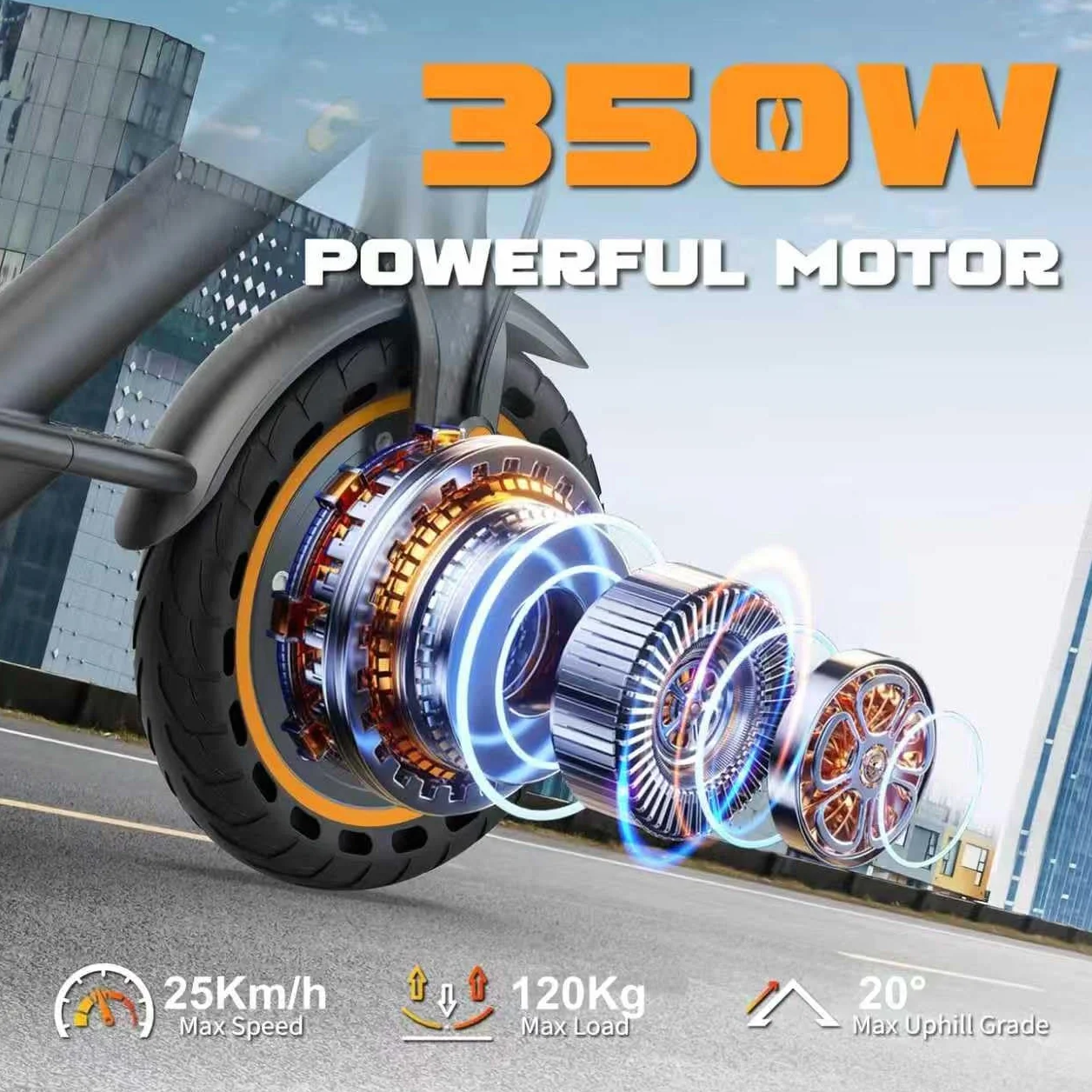 Monopattino Elettrico Adulto Pieghevole 25 km/h 35 km Autonomia 8.5" Pneumatici Solidi 120 kg Doppia Frenata
