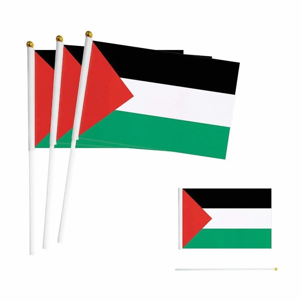 Palestina bandiera palestinese con palo I Stand mano sventolando