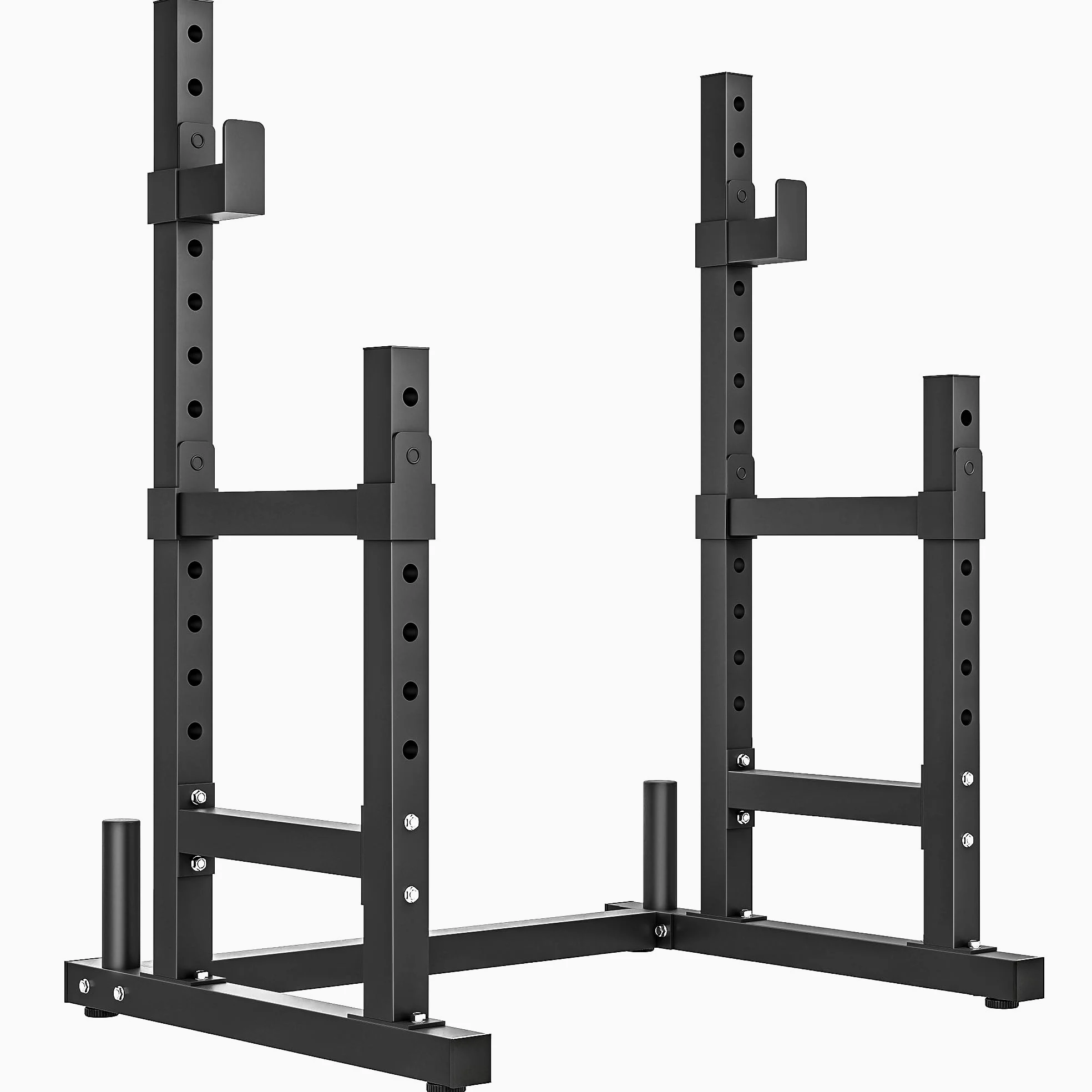 SPORTNOW Supporto Bilanciere Design a Doppio, Squat Rack Altezza Regolabile con Portadischi e Barre di Supporto, Rack Bilanciere Multifunzione per Palestra Casa Ufficio, Max 300 KG, Nero