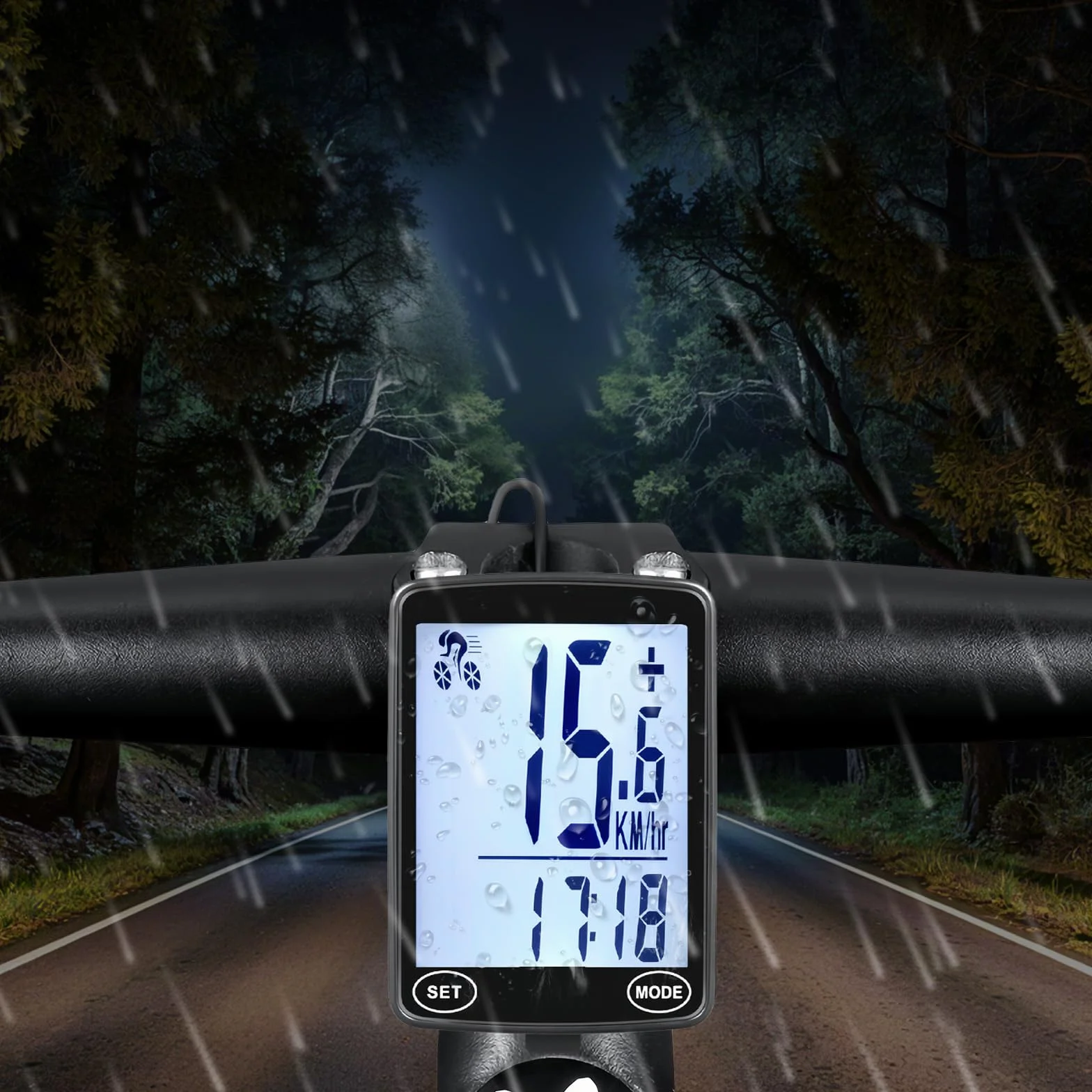 Computer Bicicletta Impermeabile 16 Funzioni Tachimetro Display Retroilluminato Avvio Automatico