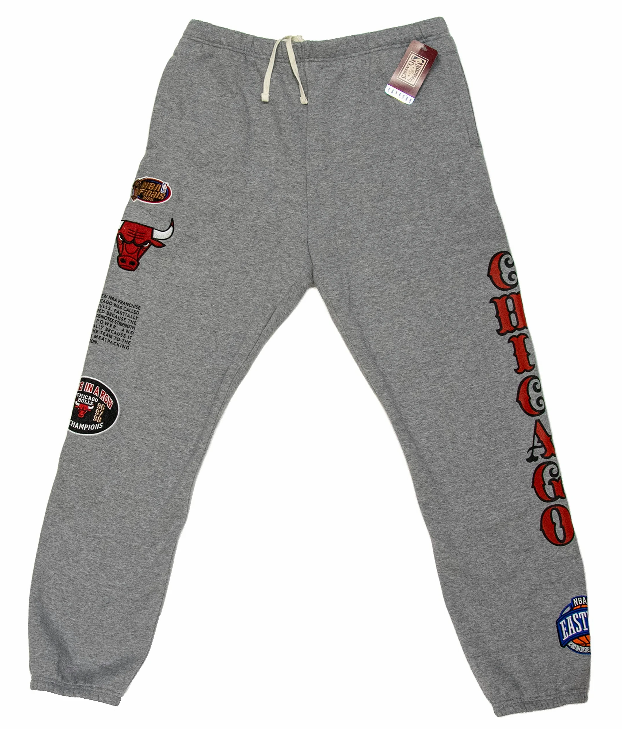 Mitchell & Ness NBA Team Origins - Pantaloni in pile, colore: Grigio mélange