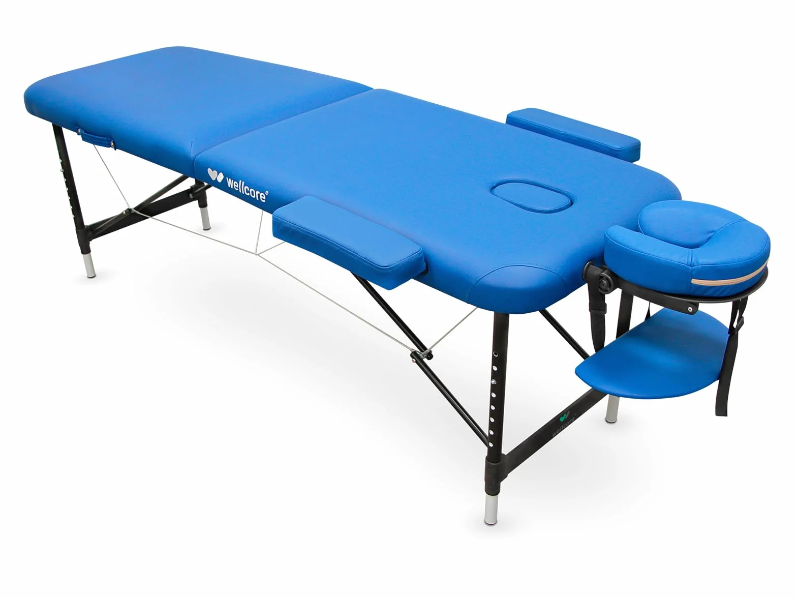 Lettino Pieghevole in Alluminio WELLCORE Quirumed 185 x 60 cm Altezza Regolabile Blu