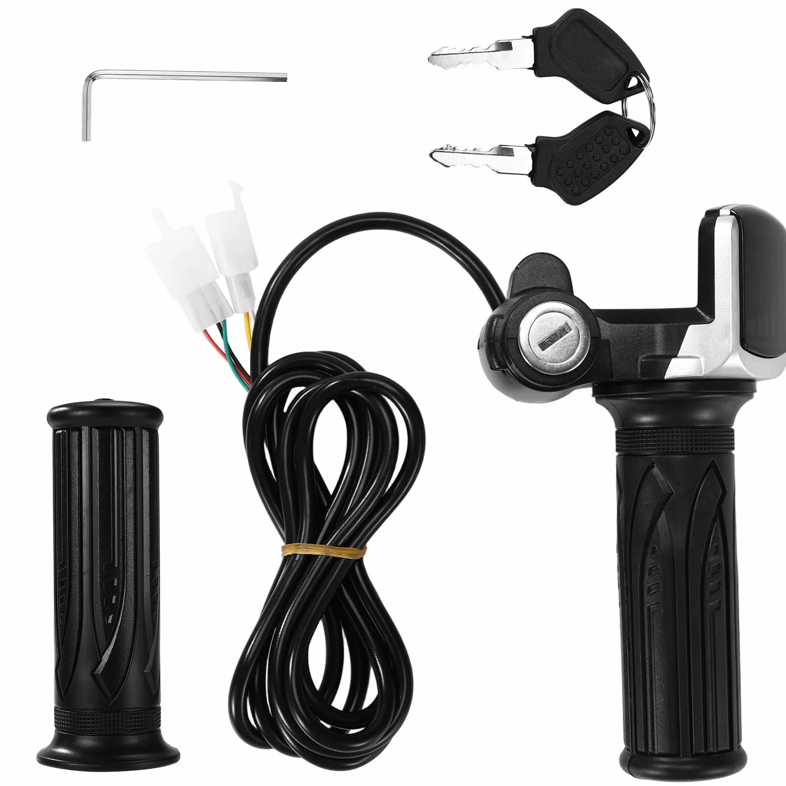 5pz Set di Manopole Acceleratore Bici Elettrica per Ridstar Q20, Impugnatura Acceleratore a Rotazione Completa per Bici Elettrica con 2 Chiavi e 1 Chiave Inglese(Nero)