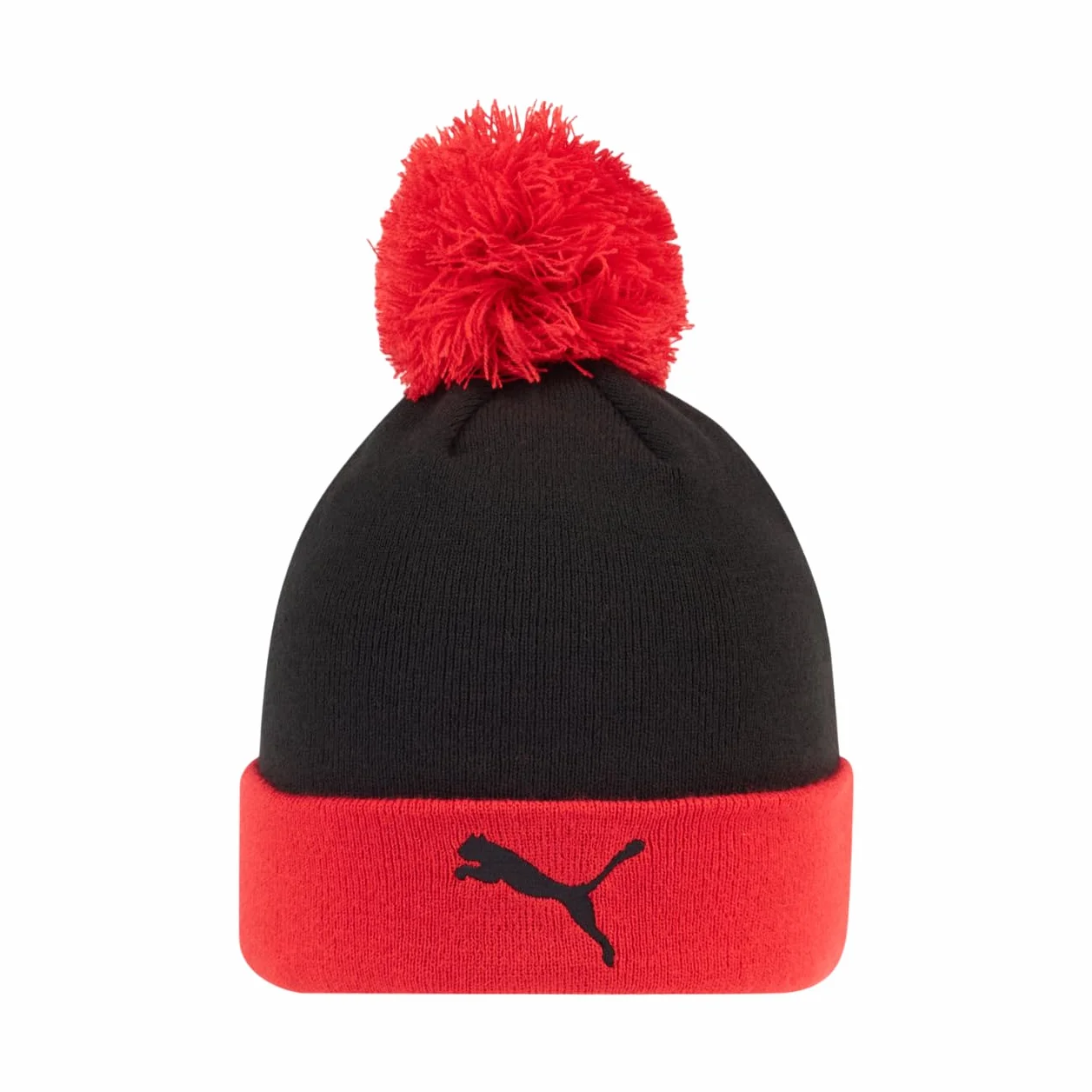 AC Milan Berretto Invernale Caldo con Logo Ufficiale, Unisex Nero/Rosso Pom Pom