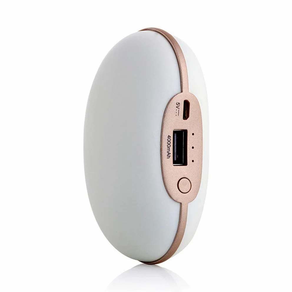 Inverno Ricaricabile Scaldamani, 4000mah Scaldamani Elettrico USB Mano Warmer Ricaricabile Portatile Banca di Potenza Comfort, White