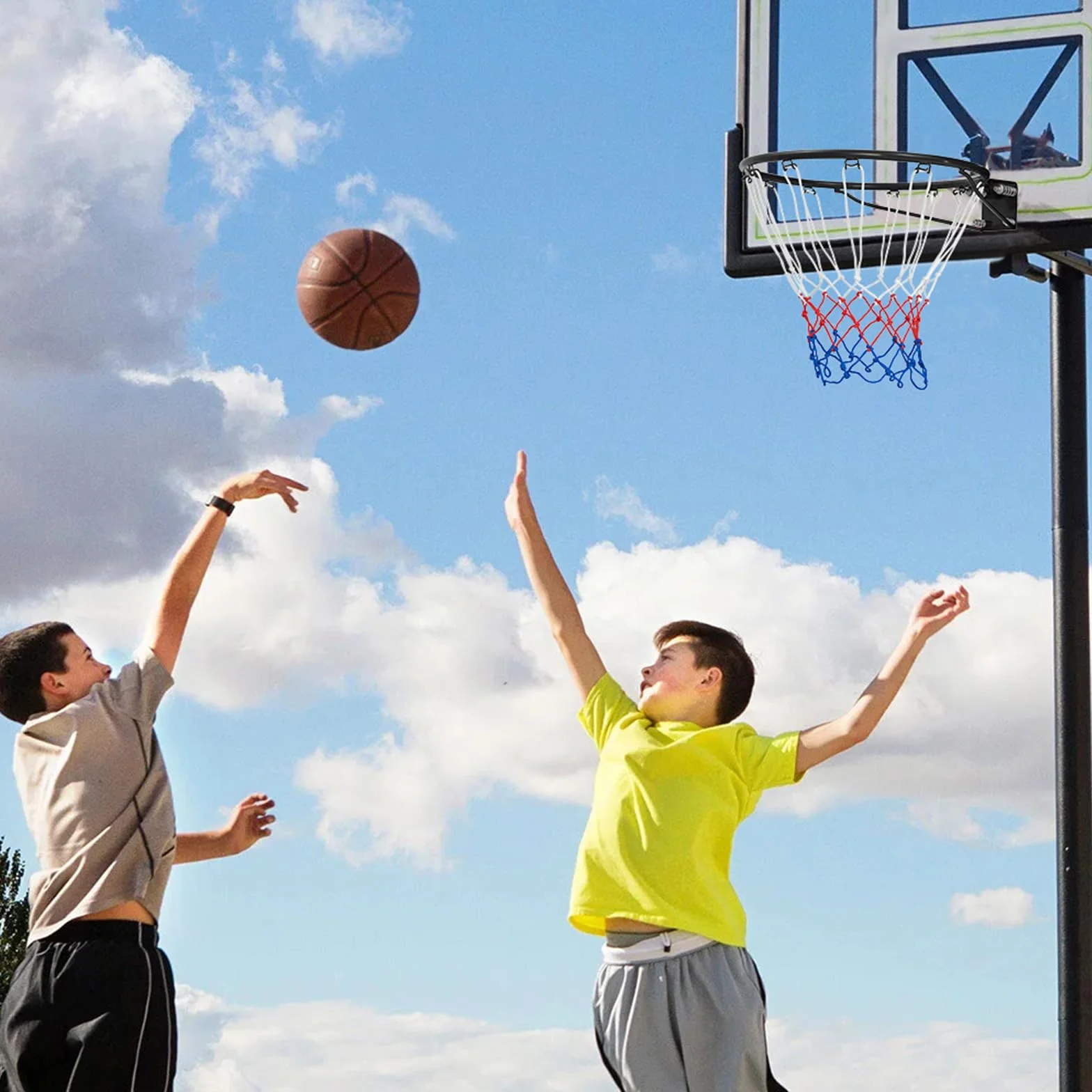 COSTWAY Canestro da Basket a Parete, Anello Pallacanestro con Rete Antipioggia per Bambini e Adulti