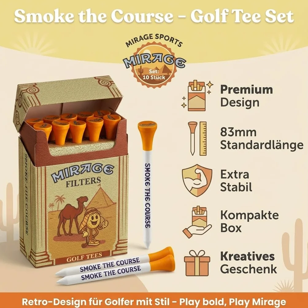 Mirage Filtri Tee da golf 83 mm Confezione da 10 Design sigaretta