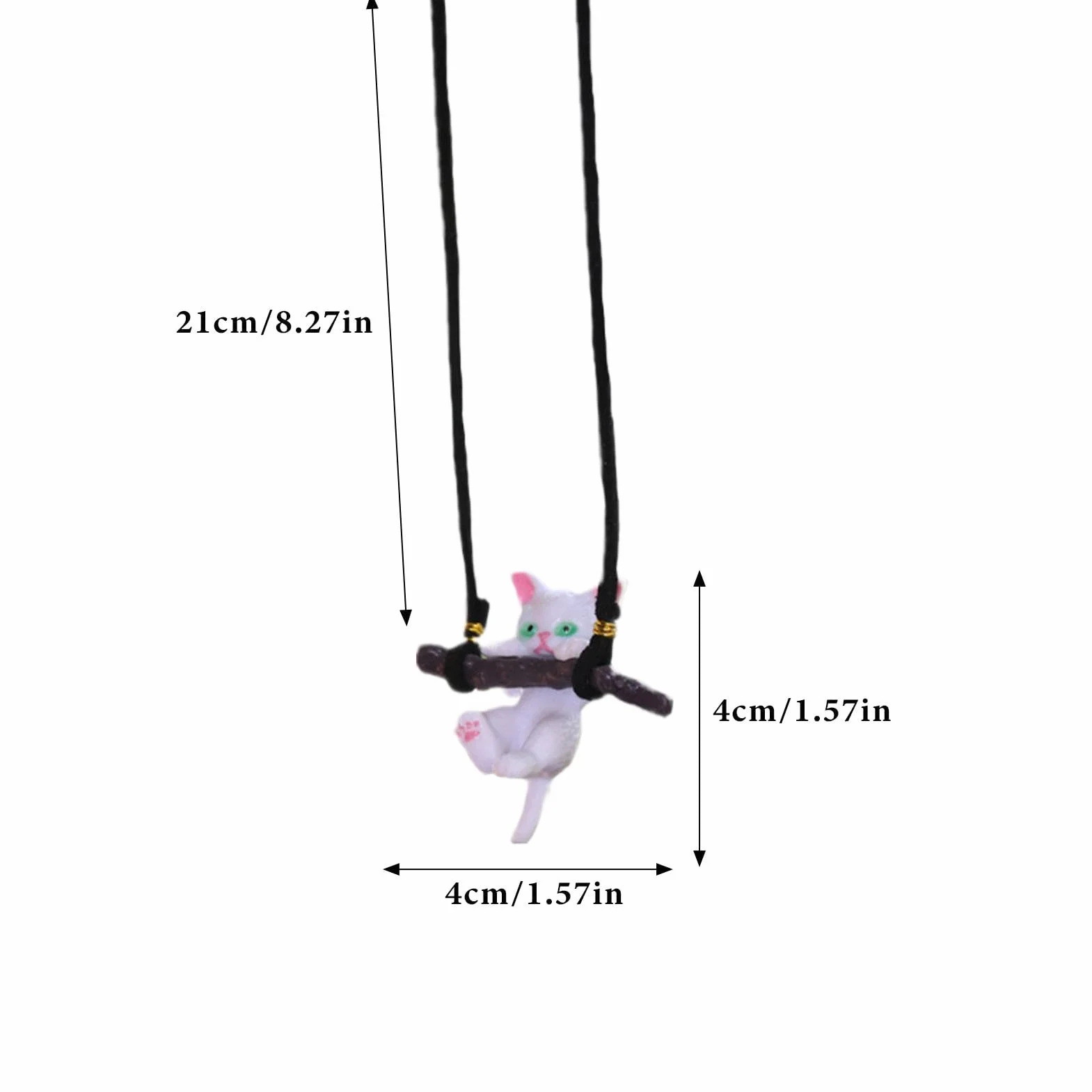 Cat Car Pendant Mirrors Hangable Accessories Cute Branch Kitten Charm For Rearview Mirror Auto Interior Decor 4 Inches Pink