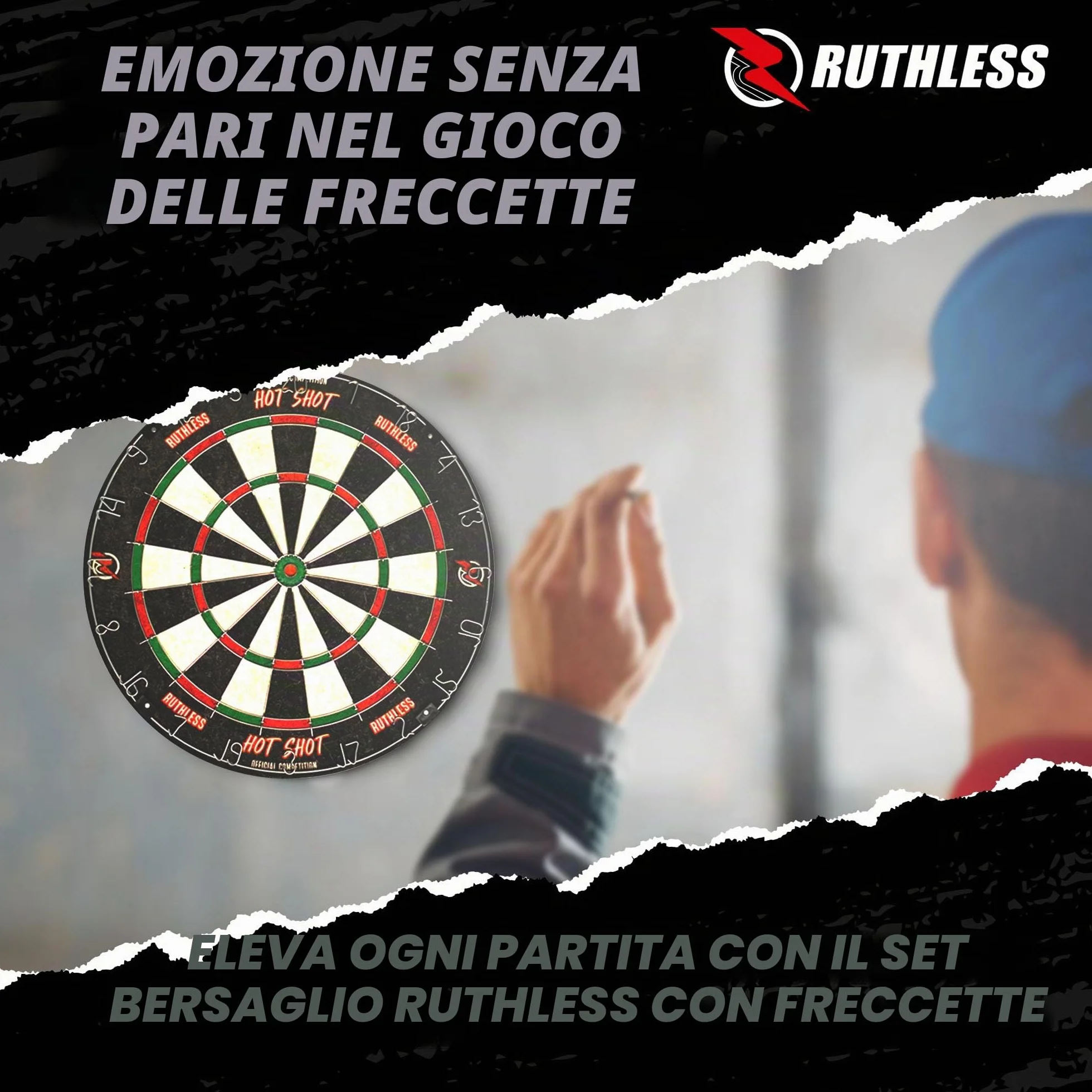 Ruthless Hot Shot Set di freccette Endurance in sisal con 2 set punta in acciaio