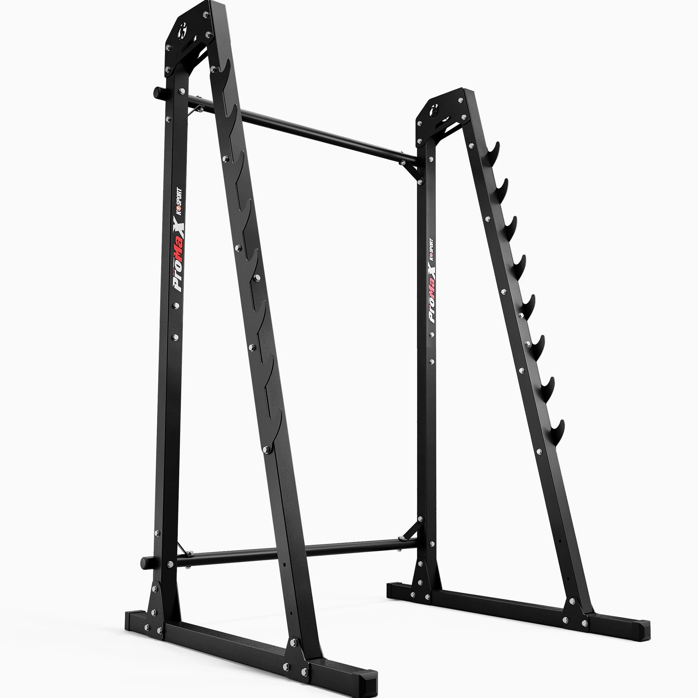 K-Sport: Porta bilanciere con dispositivo di sicurezza caricabile fino 280kg I Rack palestra per squat I Supporto bilanciere con barra di aggancio a 8 gradini I Rack bilanciere per squat, E-Book incl.