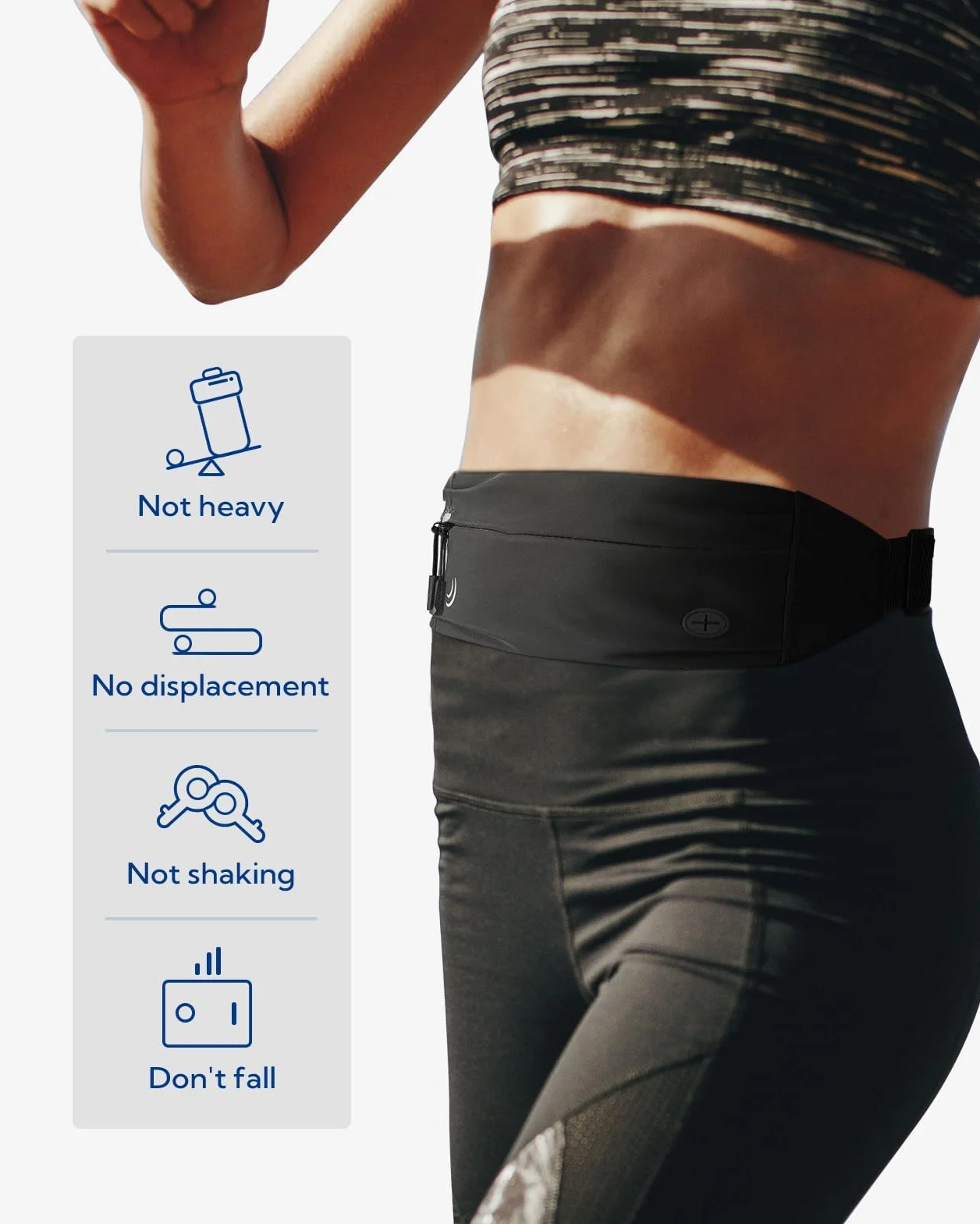 WATERFLY Marsupio Running Uomo Donna Cintura da Corsa Cellulare Porta Telefono Running Belt Maratona Jogging Fitness Sport Nero
