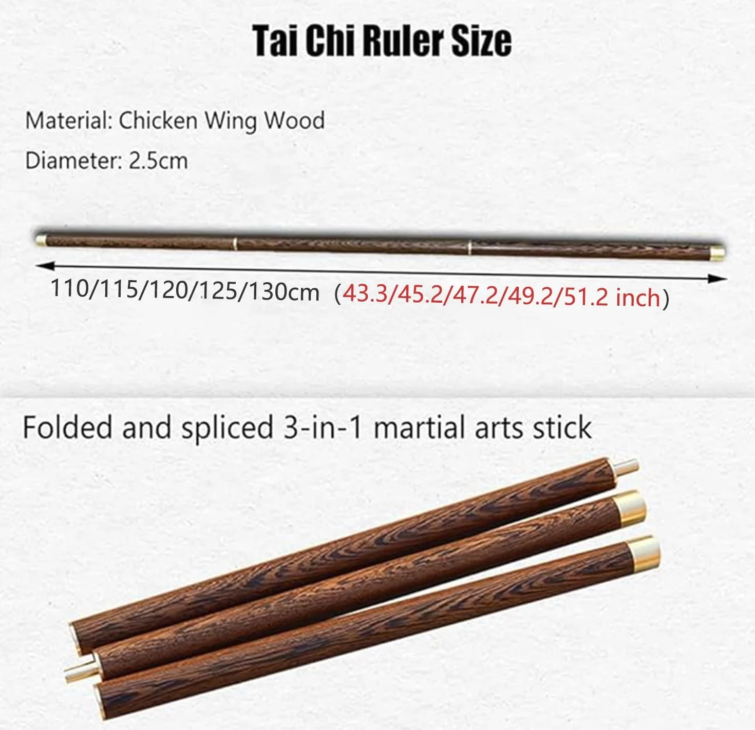 Ruler e bastone per Tai Chi Qigong, levigato e liscio per allenamento arti marziali