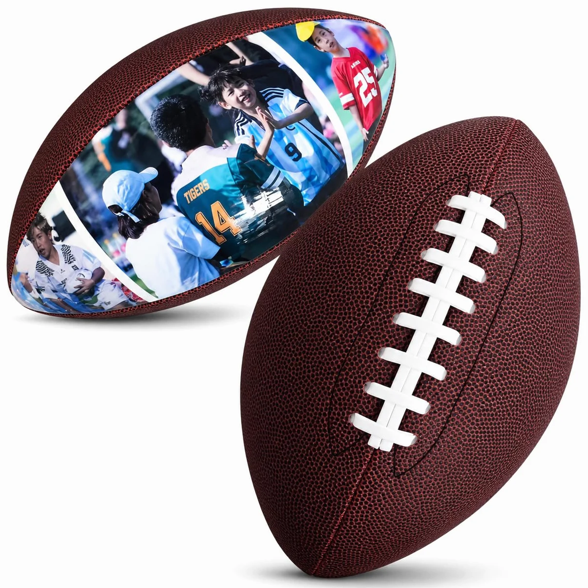 Gioco di Rugby Americano, Nome Personalizzato Happy Father's Day Football, Palloni da Football Americano Personalizzati con Foto Nomi, Calcio da Campo Adulti Brown