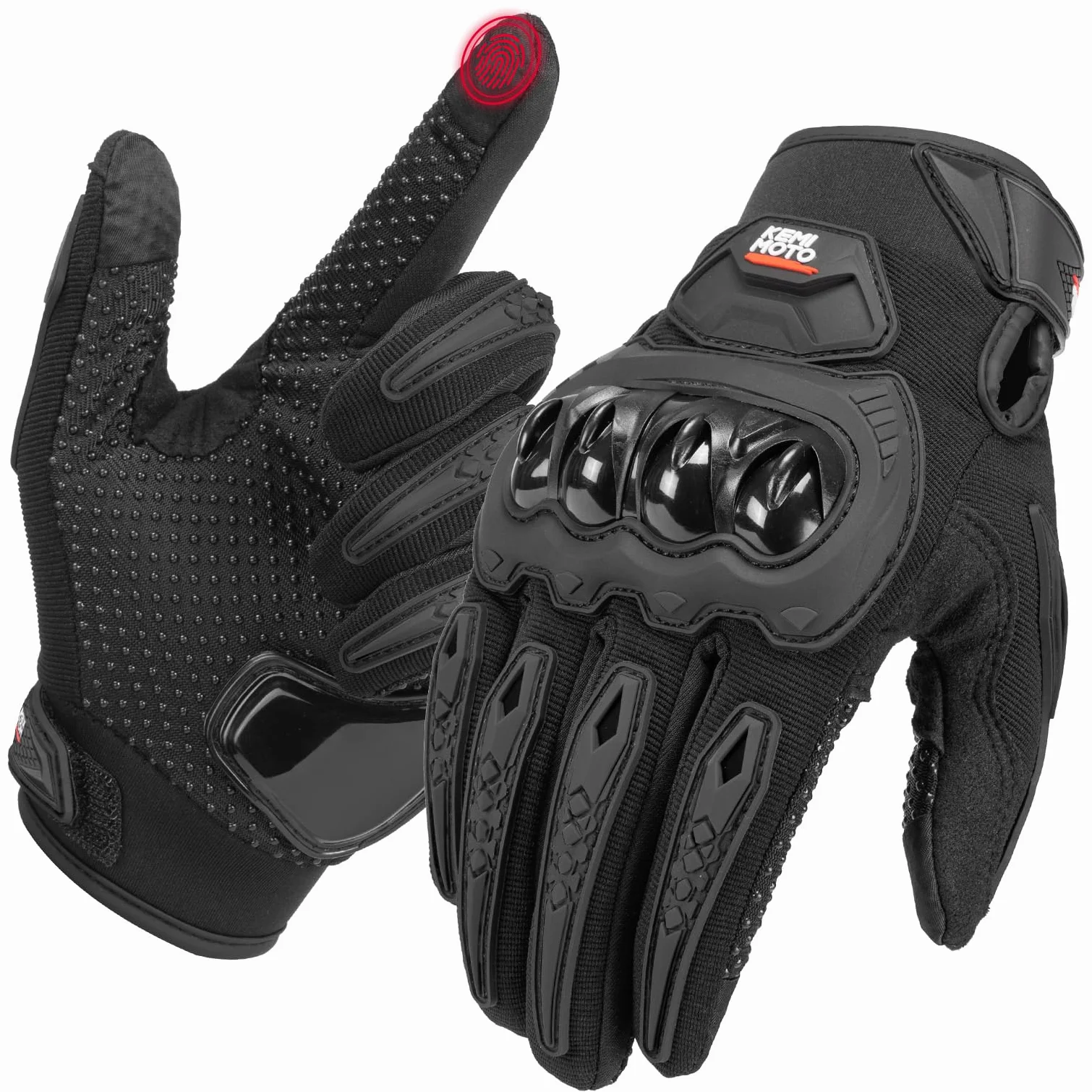 KEMIMOTO Guanti Moto Estivi, Guanti da Moto Uomo Donna, Guanti da Motociclismo Touchscreen con Protezione per Motociclo, Ciclismo, Campeggio, Outdoor e Attività Sportive